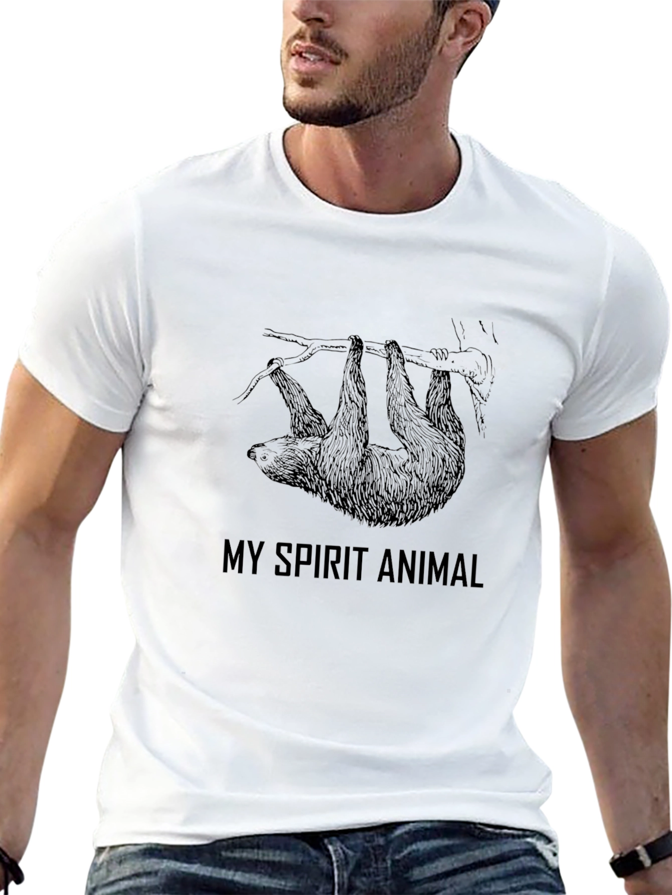 Sloth Spirit Animal Graphic Tee - Black