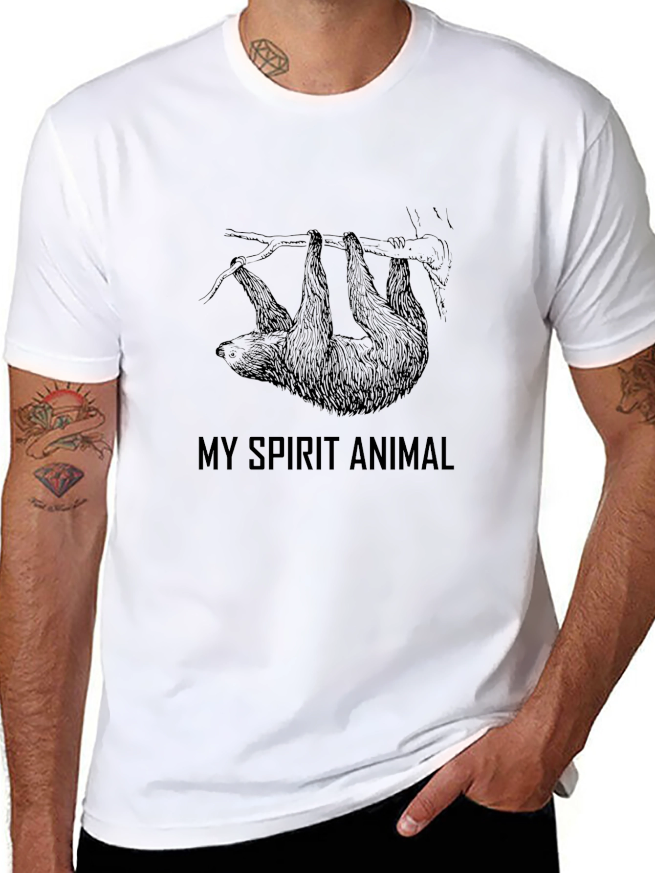 Sloth Spirit Animal Graphic Tee - Black