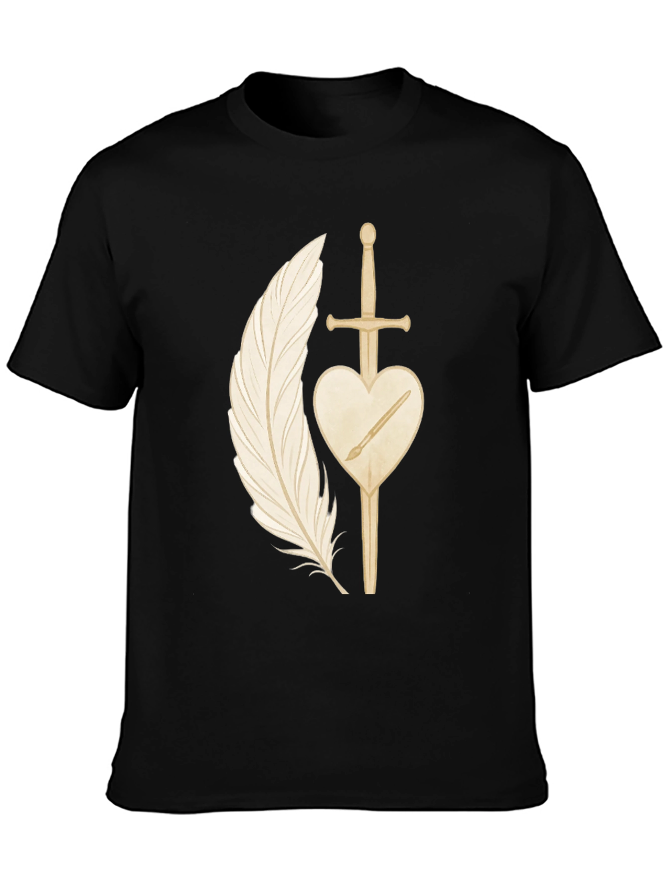 Feather & Sword Graphic Tee - Artistic Design