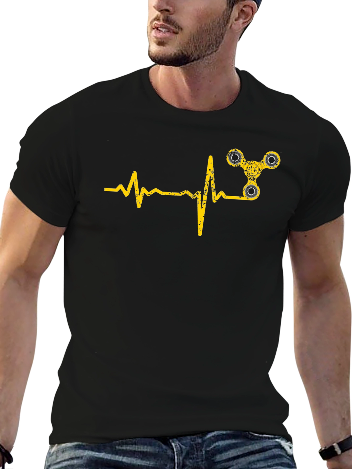 Fidget Spinner Heartbeat Graphic Tee