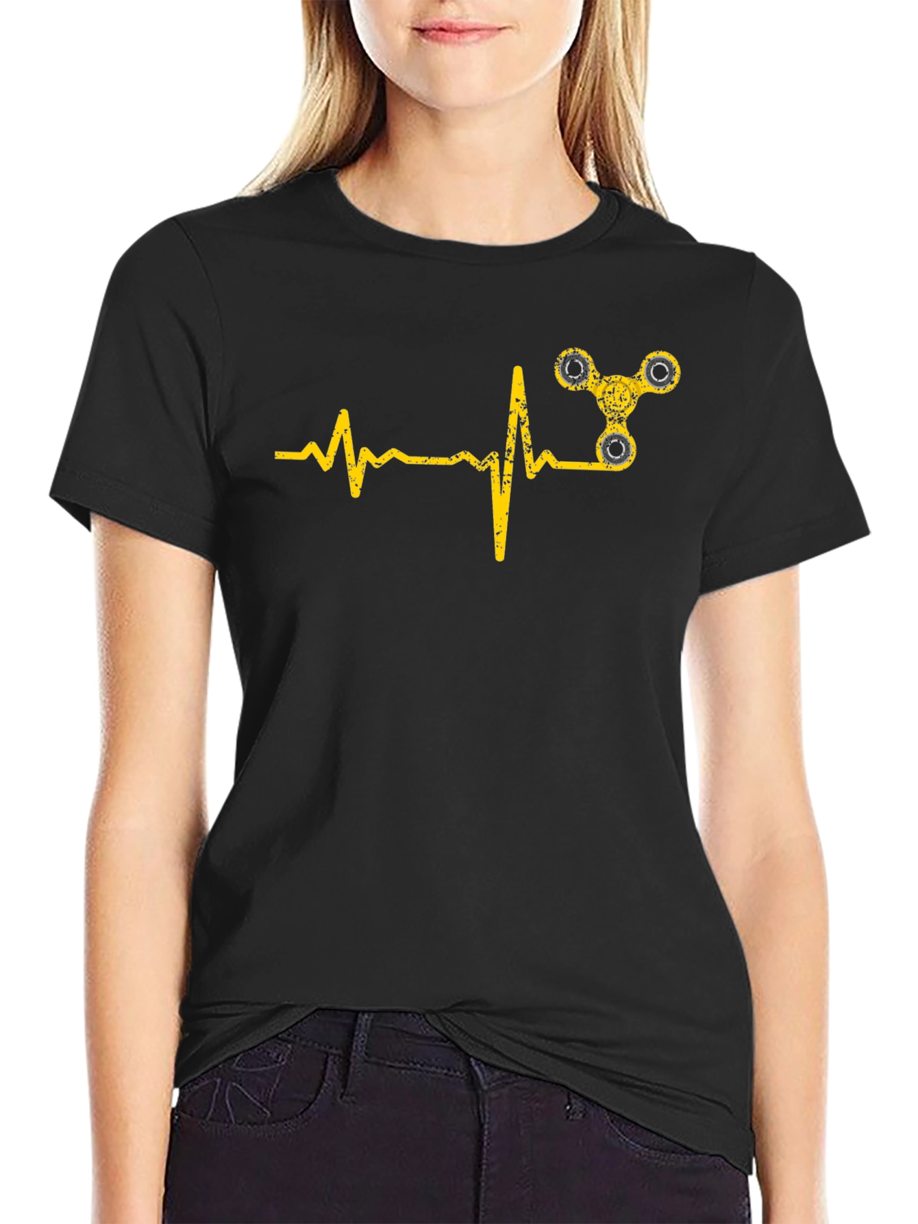 Fidget Spinner Heartbeat Graphic Tee