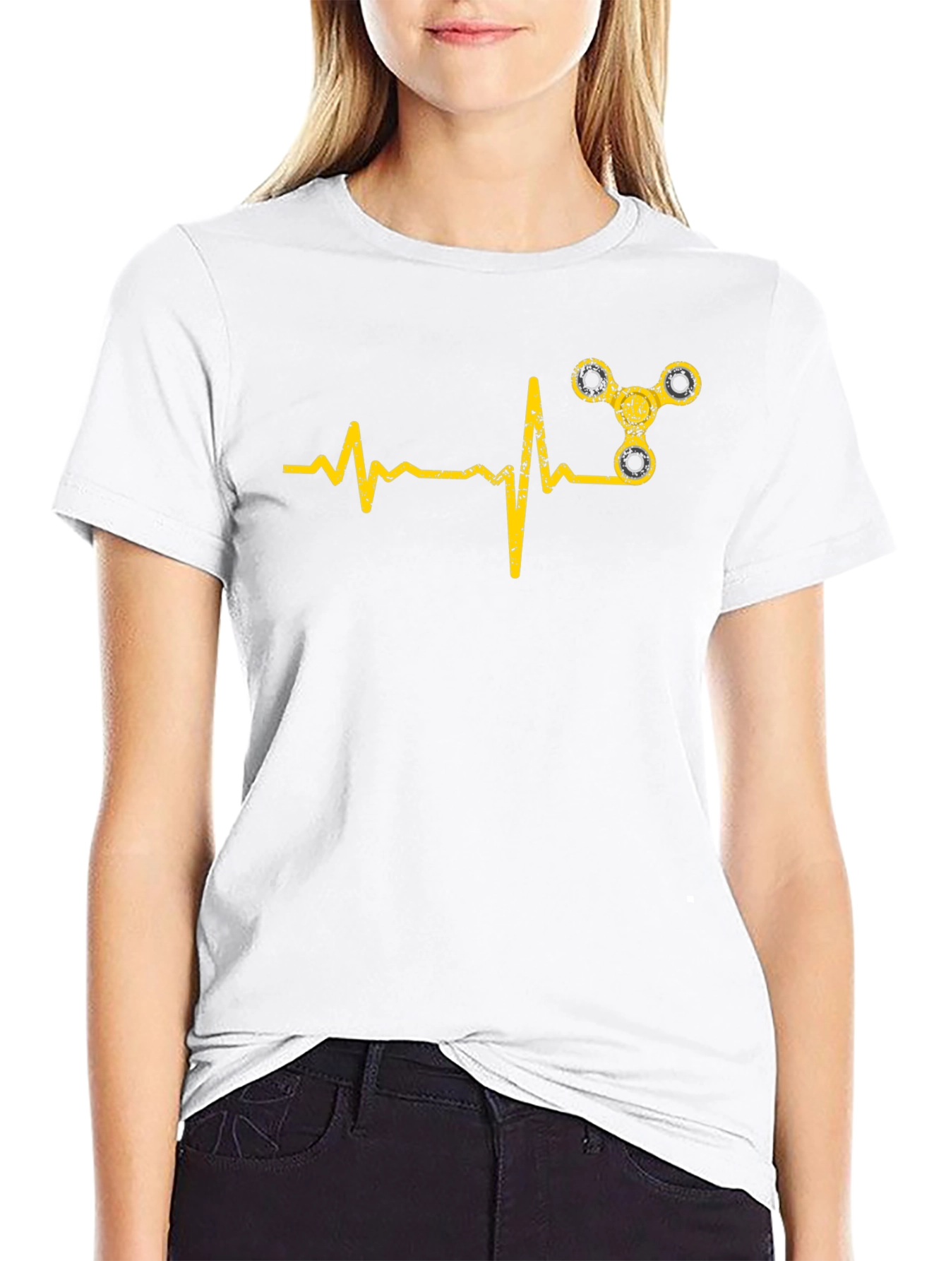 Fidget Spinner Heartbeat Graphic Tee