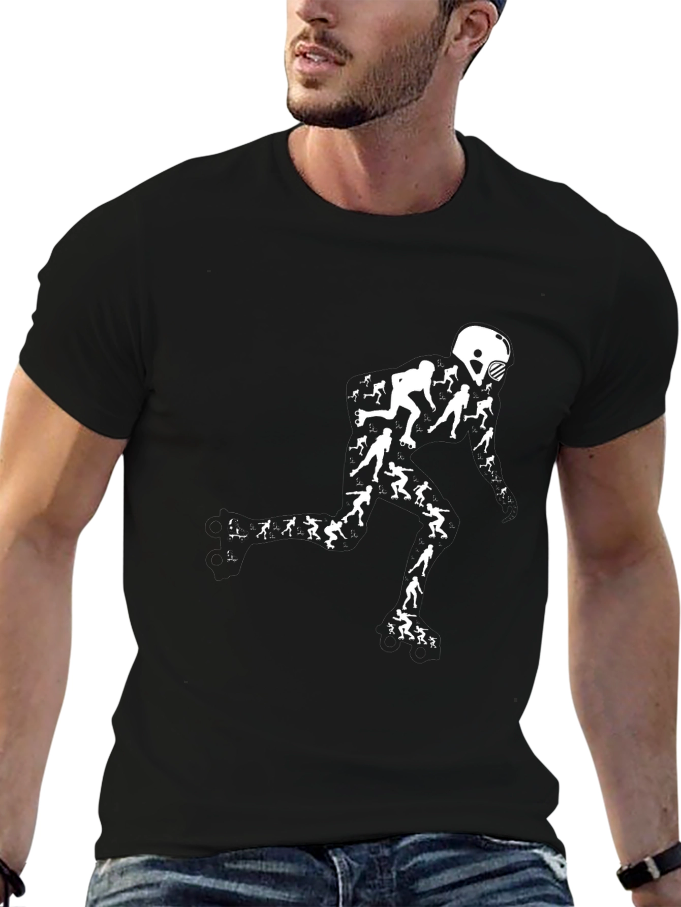 Roller Skate Enthusiast Graphic Tee - Black Cotton