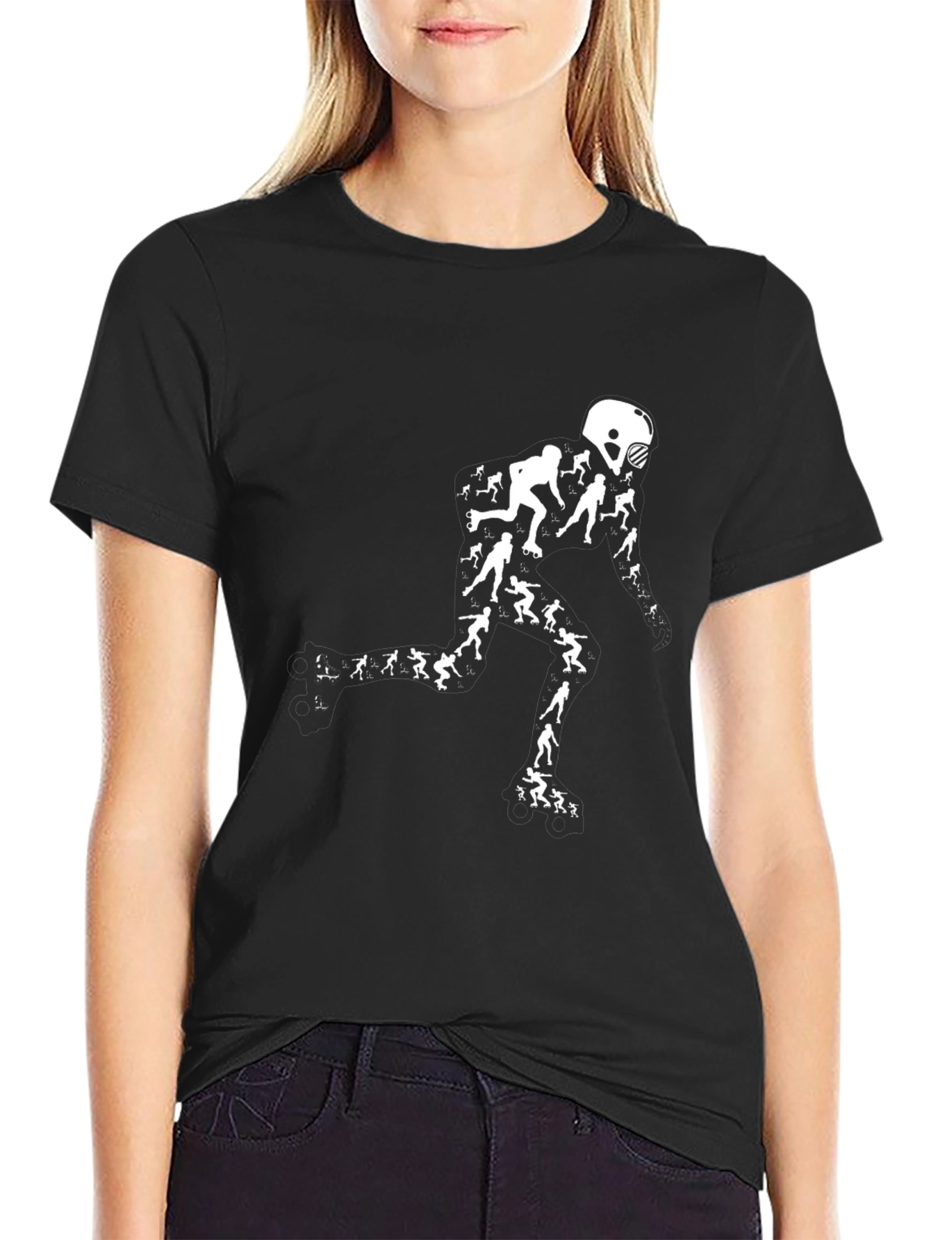 Roller Skate Enthusiast Graphic Tee - Black Cotton