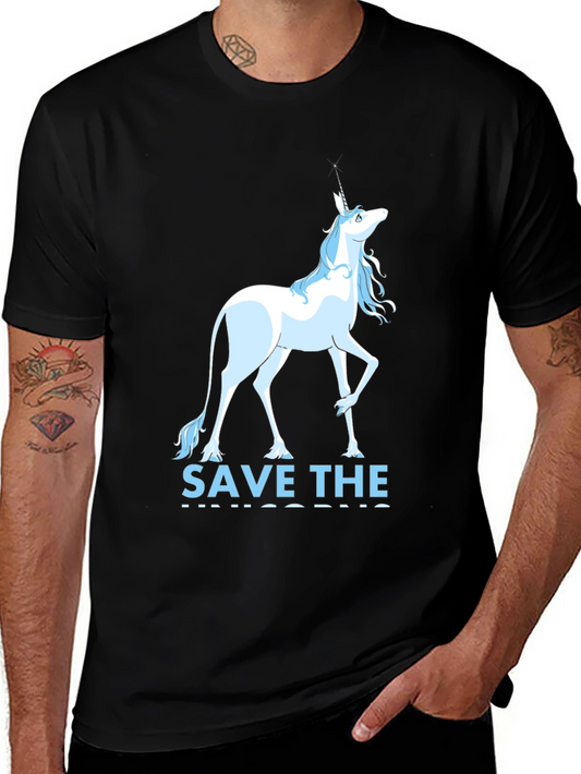 Save the Unicorns Graphic Tee - Mens Black T-Shirt