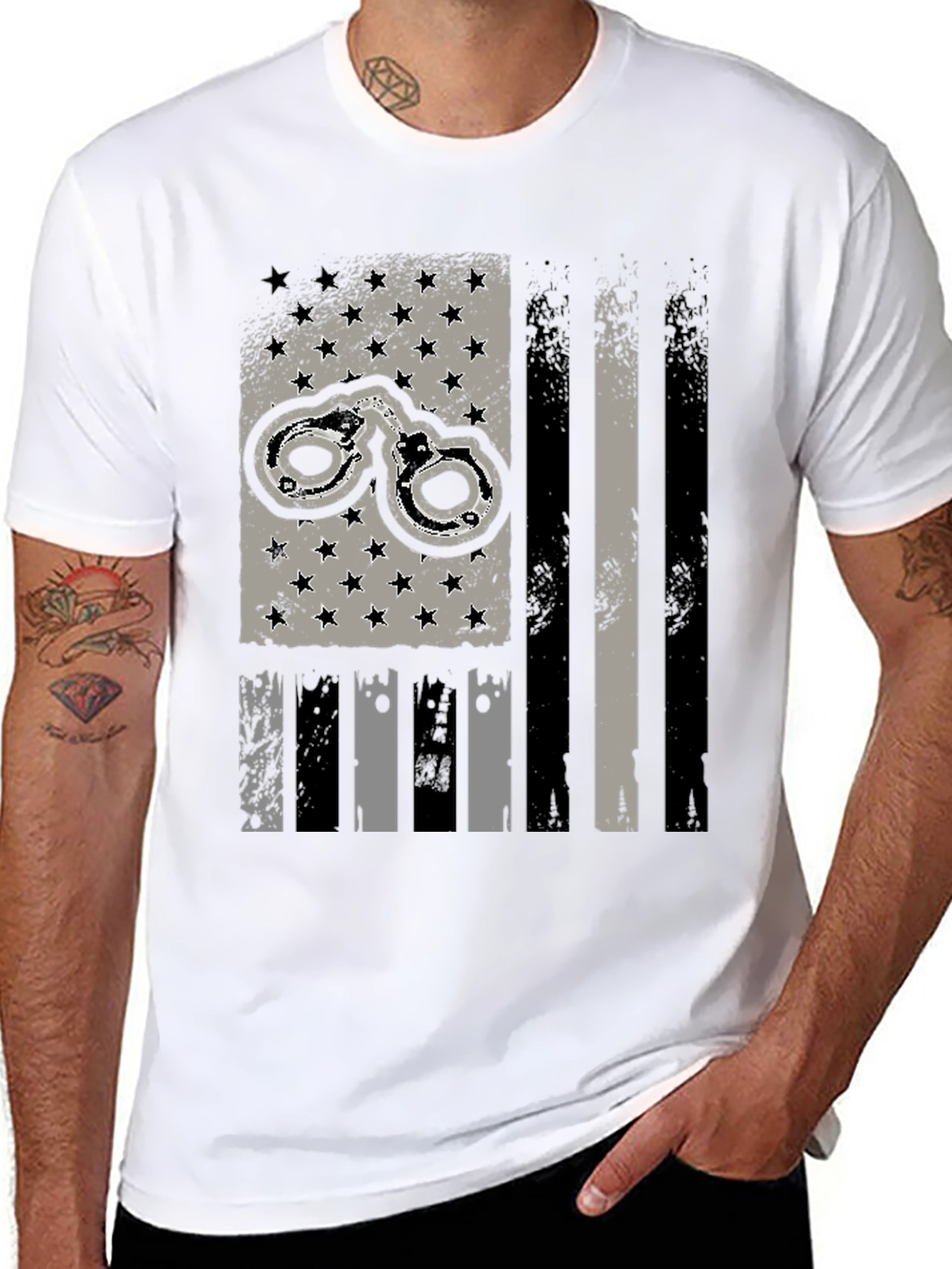 Distressed Handcuff Flag T-Shirt