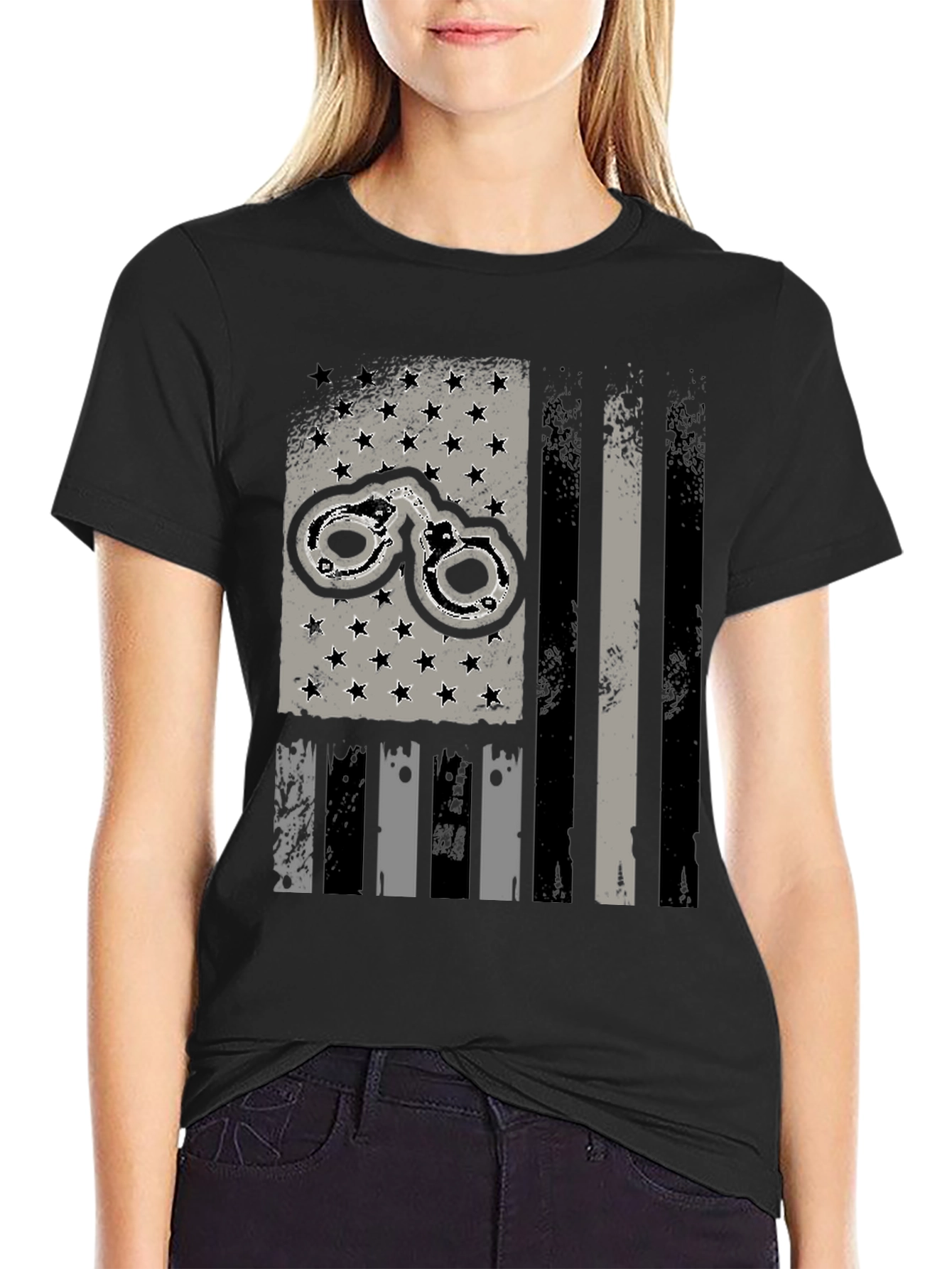 Distressed Handcuff Flag T-Shirt