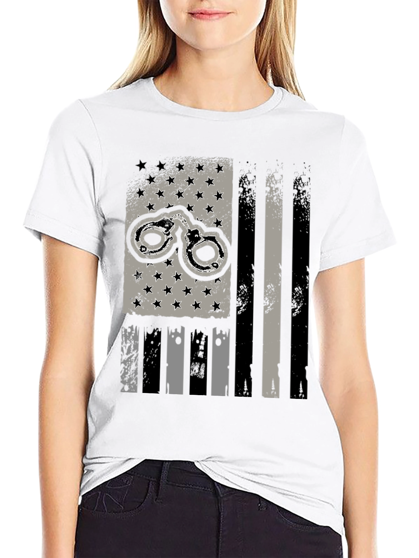 Distressed Handcuff Flag T-Shirt