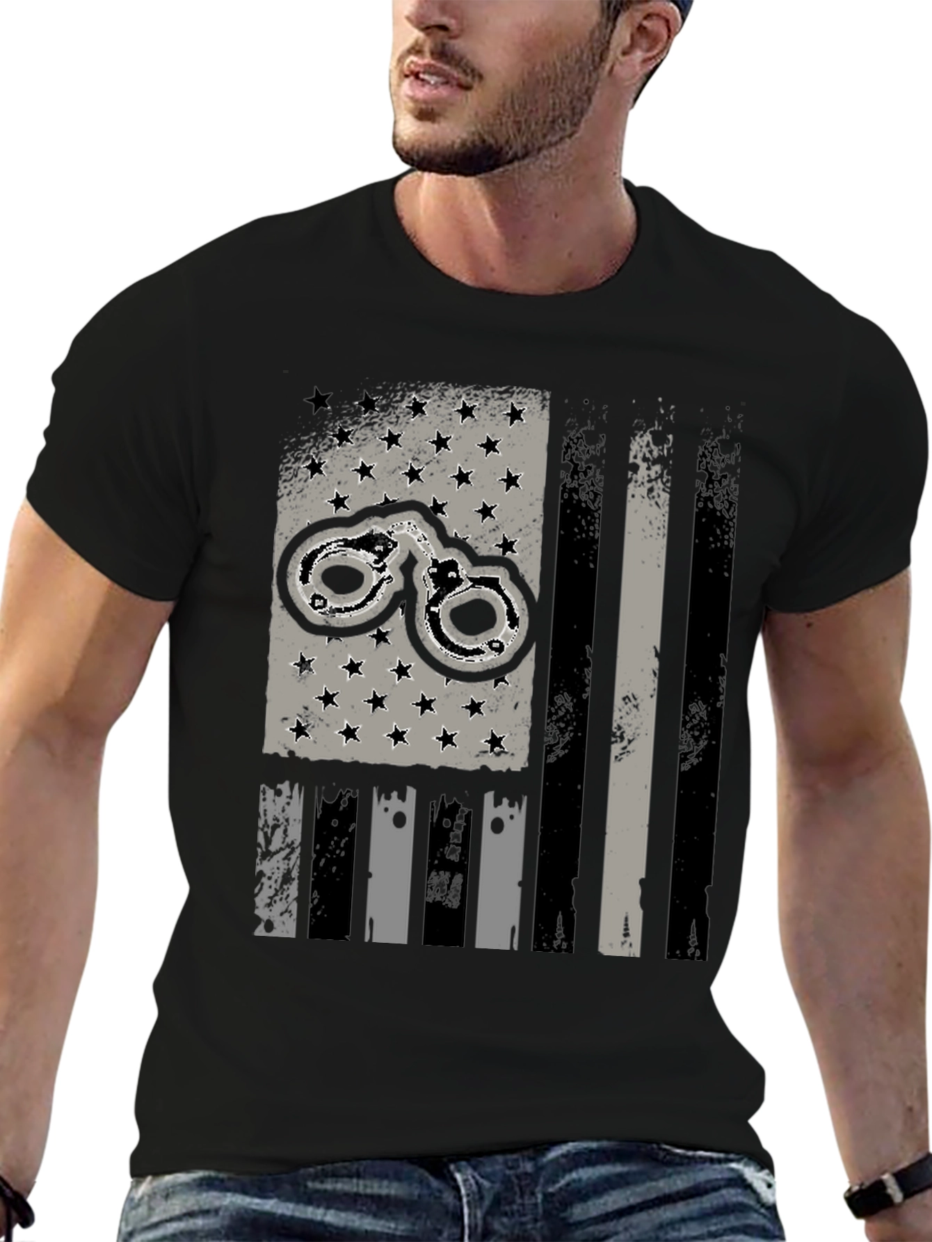 Distressed Handcuff Flag T-Shirt