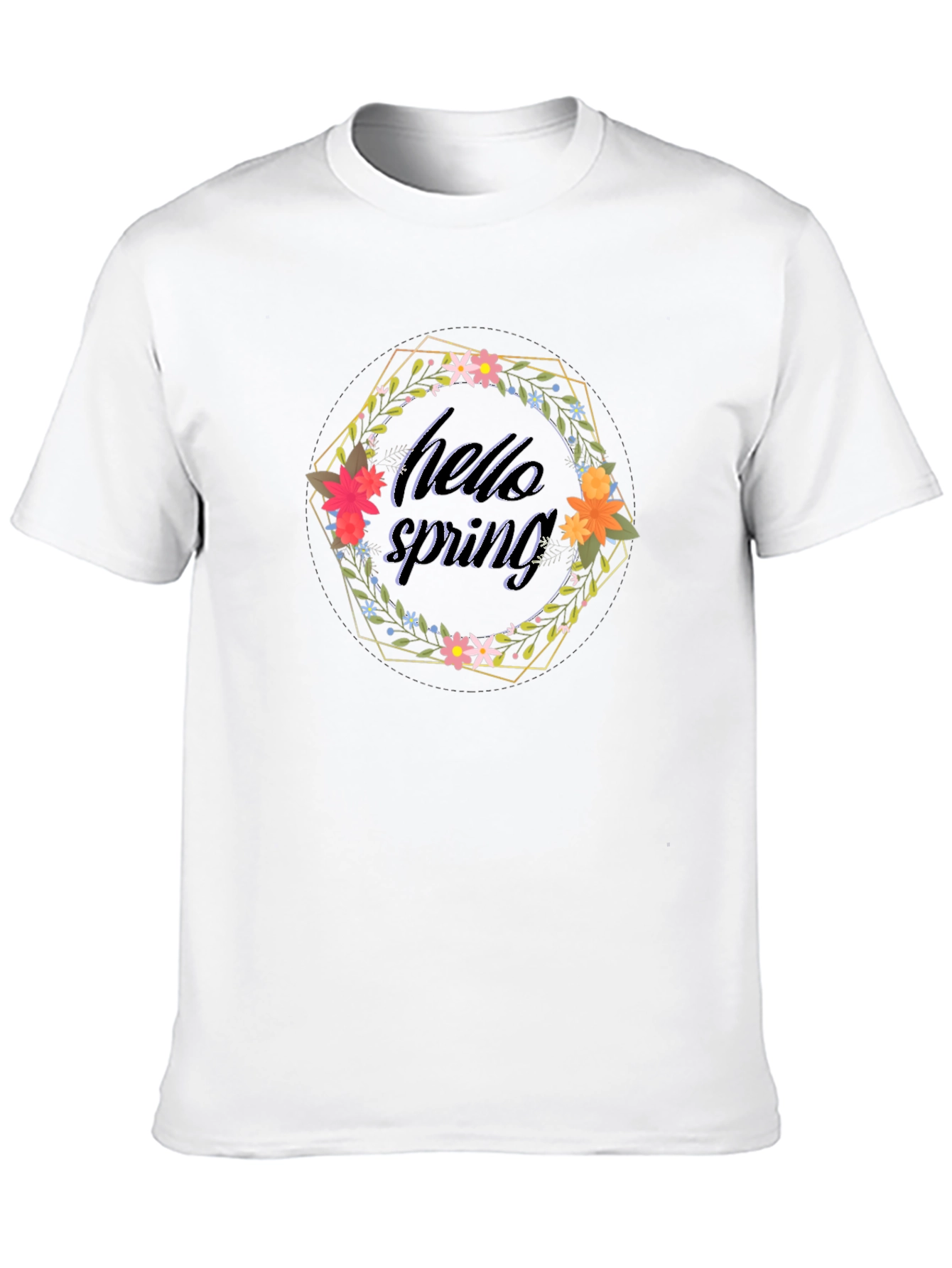 Hello Spring Graphic Tee - Modern Floral Design