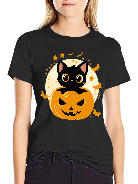 Halloween Cat Pumpkin T-Shirt