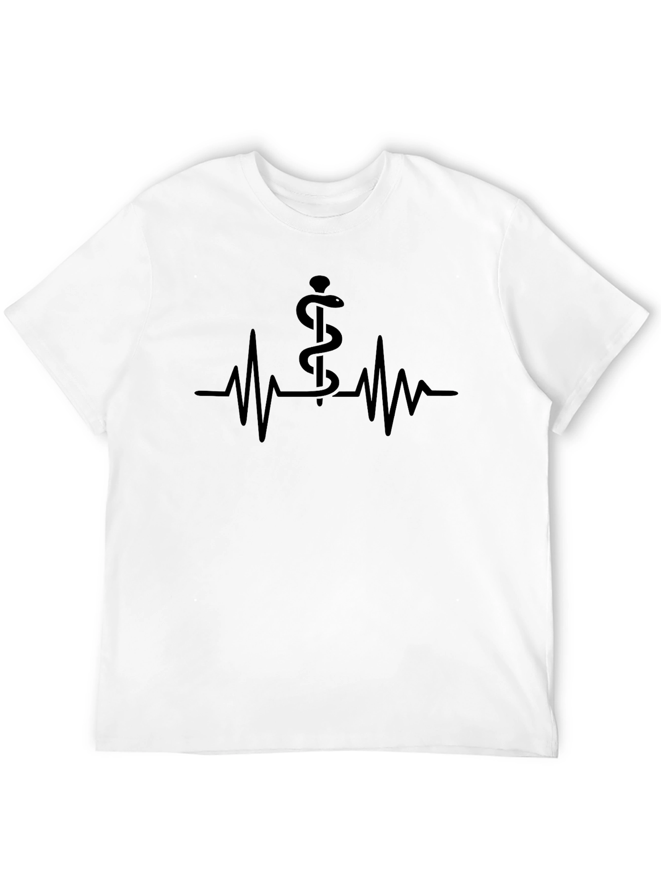 Medical Caduceus Heartbeat T-Shirt - Black