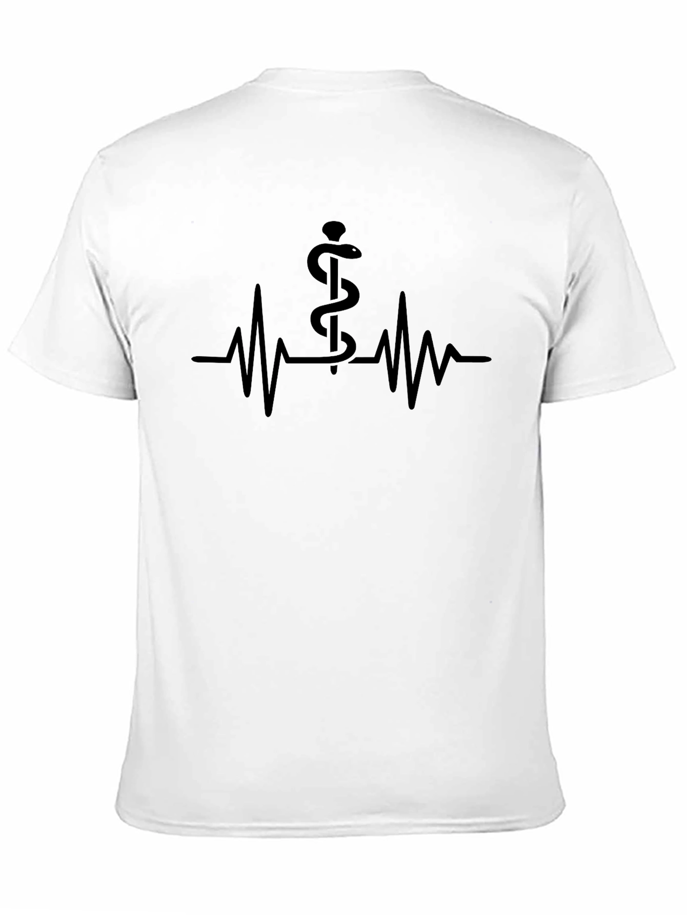 Medical Caduceus Heartbeat T-Shirt - Black