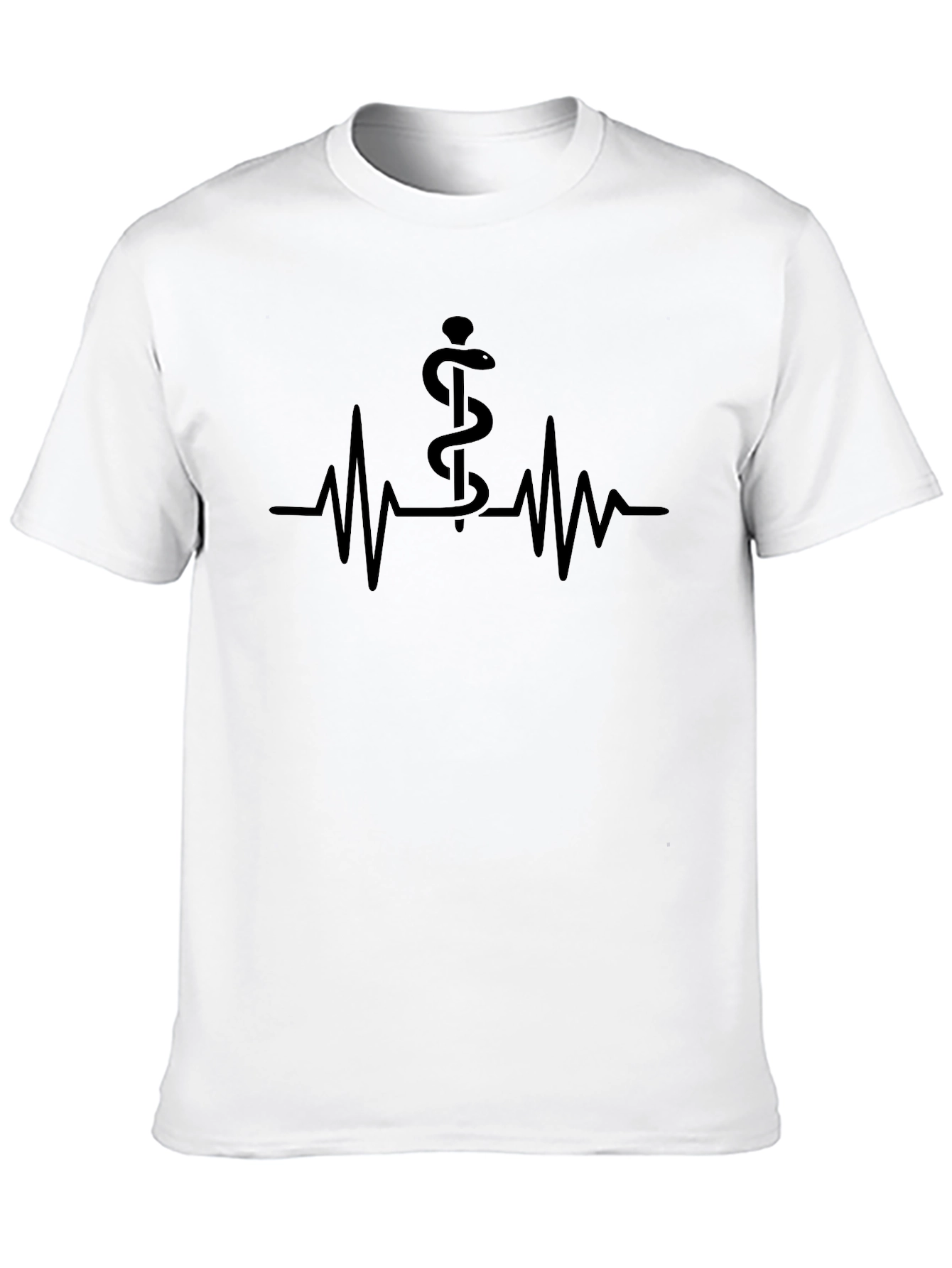Medical Caduceus Heartbeat T-Shirt - Black