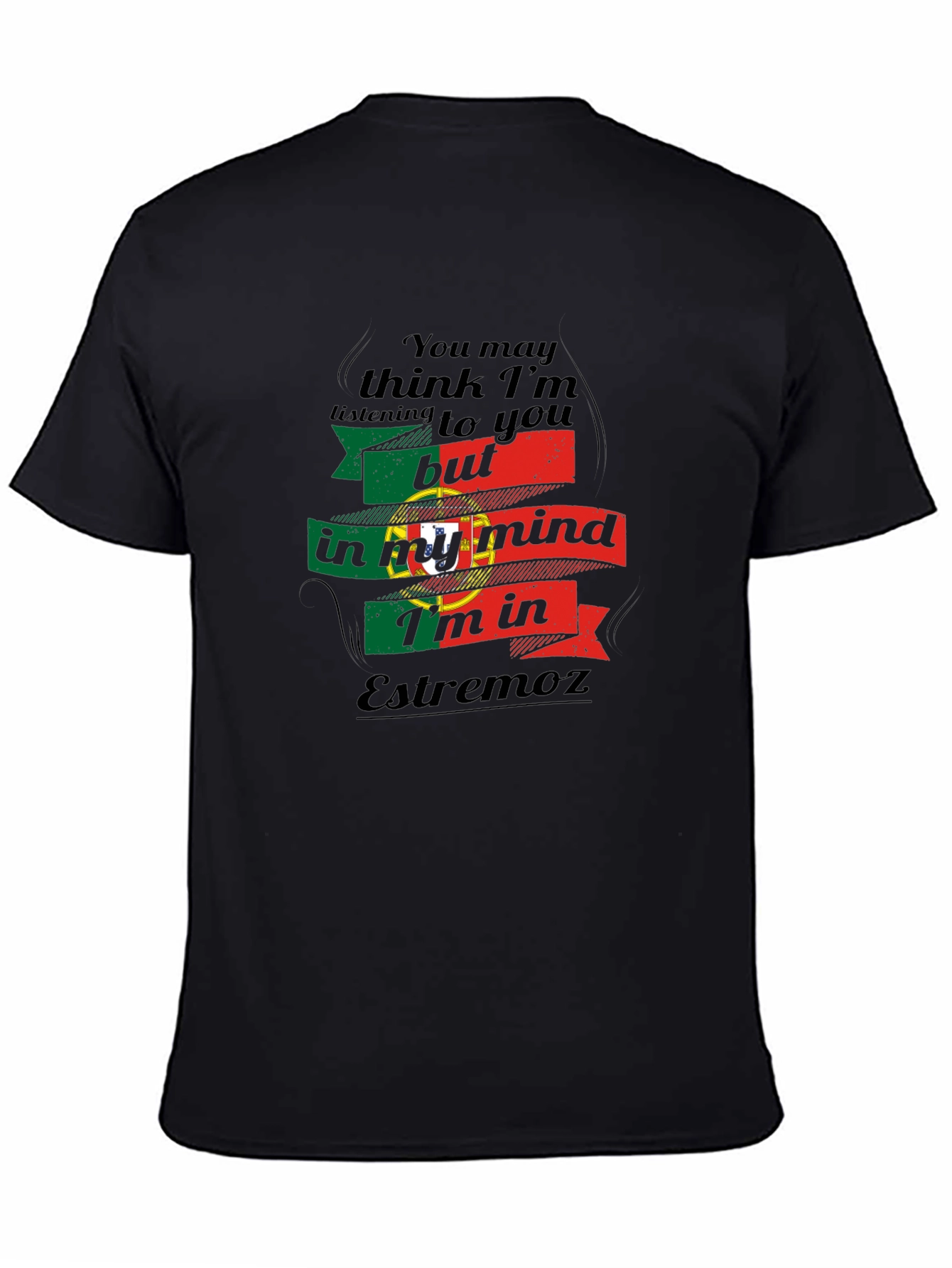 Portugal Estremoz Mind T-Shirt - Black Cotton Tee