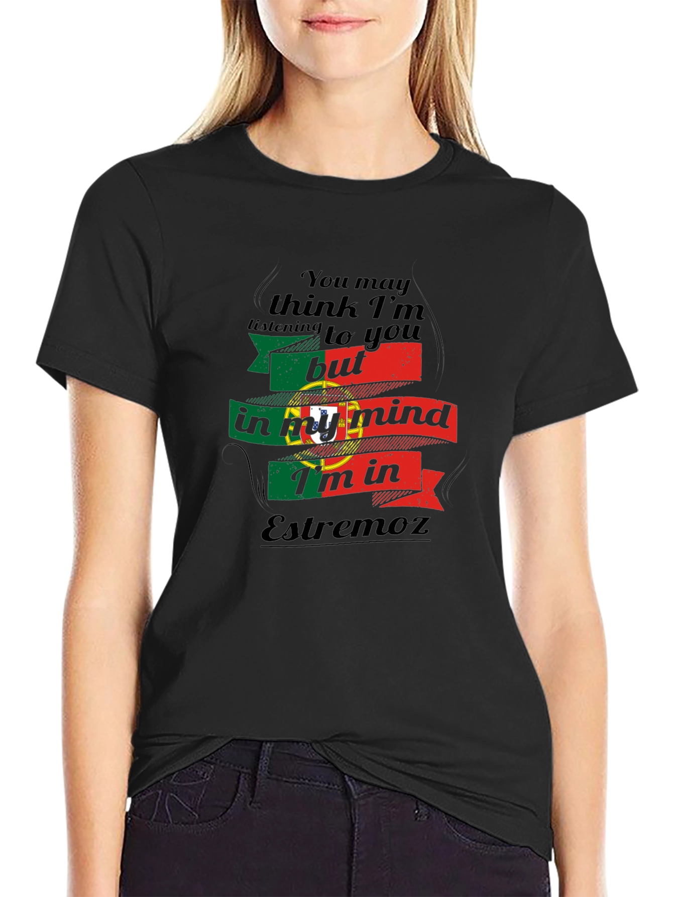 Portugal Estremoz Mind T-Shirt - Black Cotton Tee