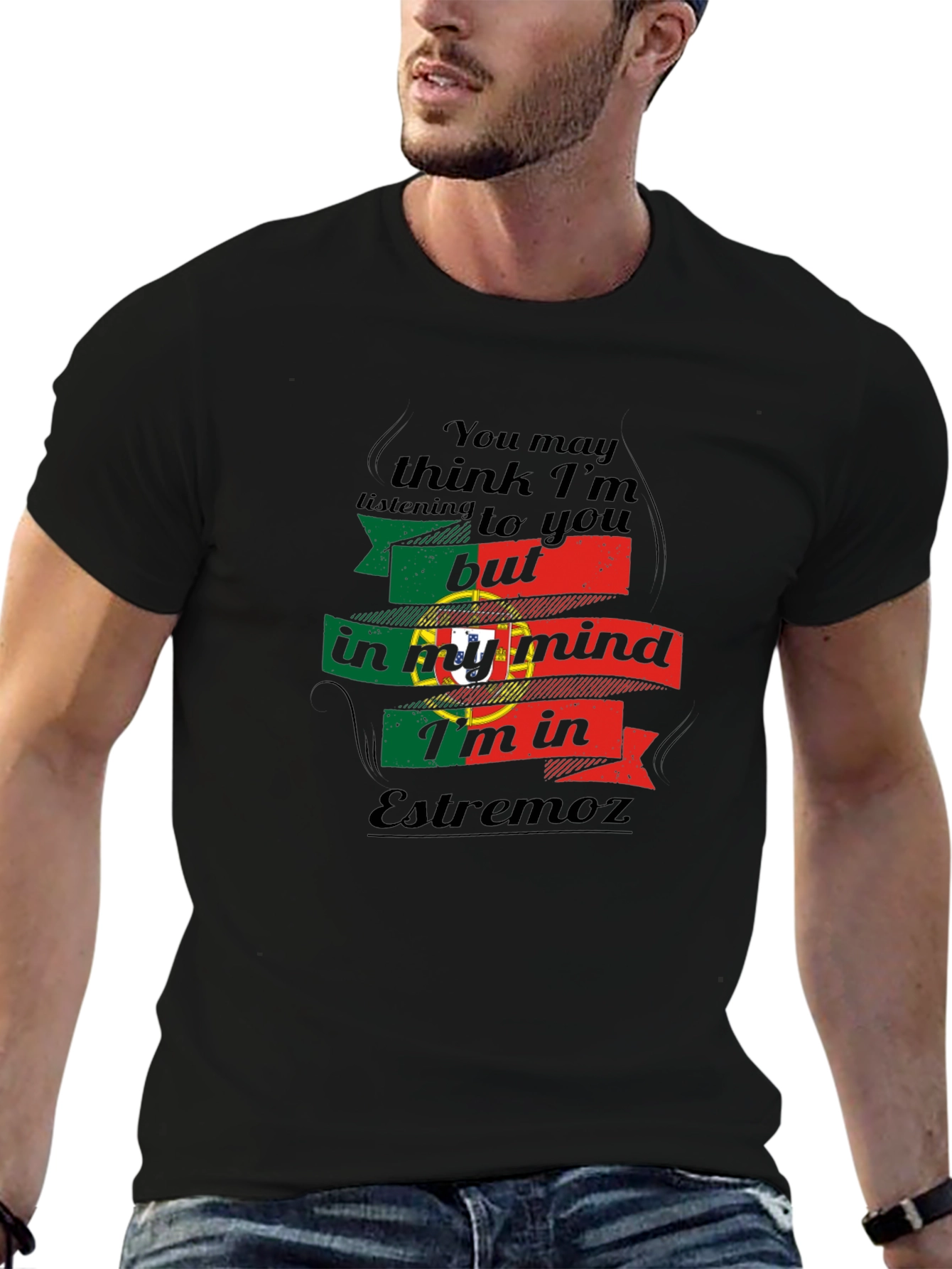 Portugal Estremoz Mind T-Shirt - Black Cotton Tee