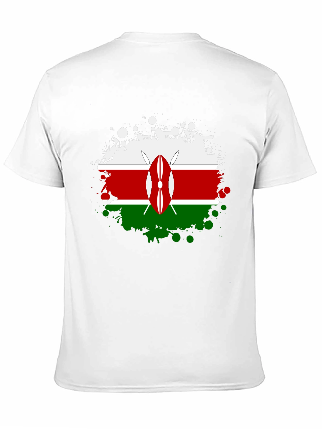 Kenya Flag Splatter T-Shirt - Black Cotton Tee