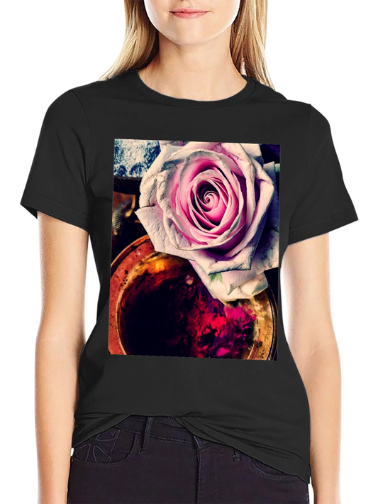 Floral Rose Graphic Tee - Unique Artistic Print