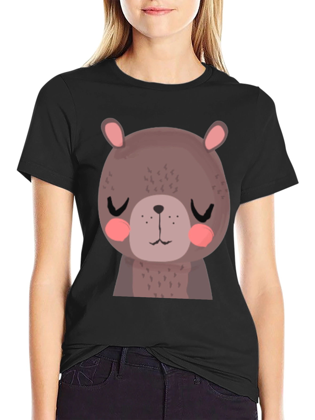 Cute Bear Graphic T-Shirt - Unisex Black Tee