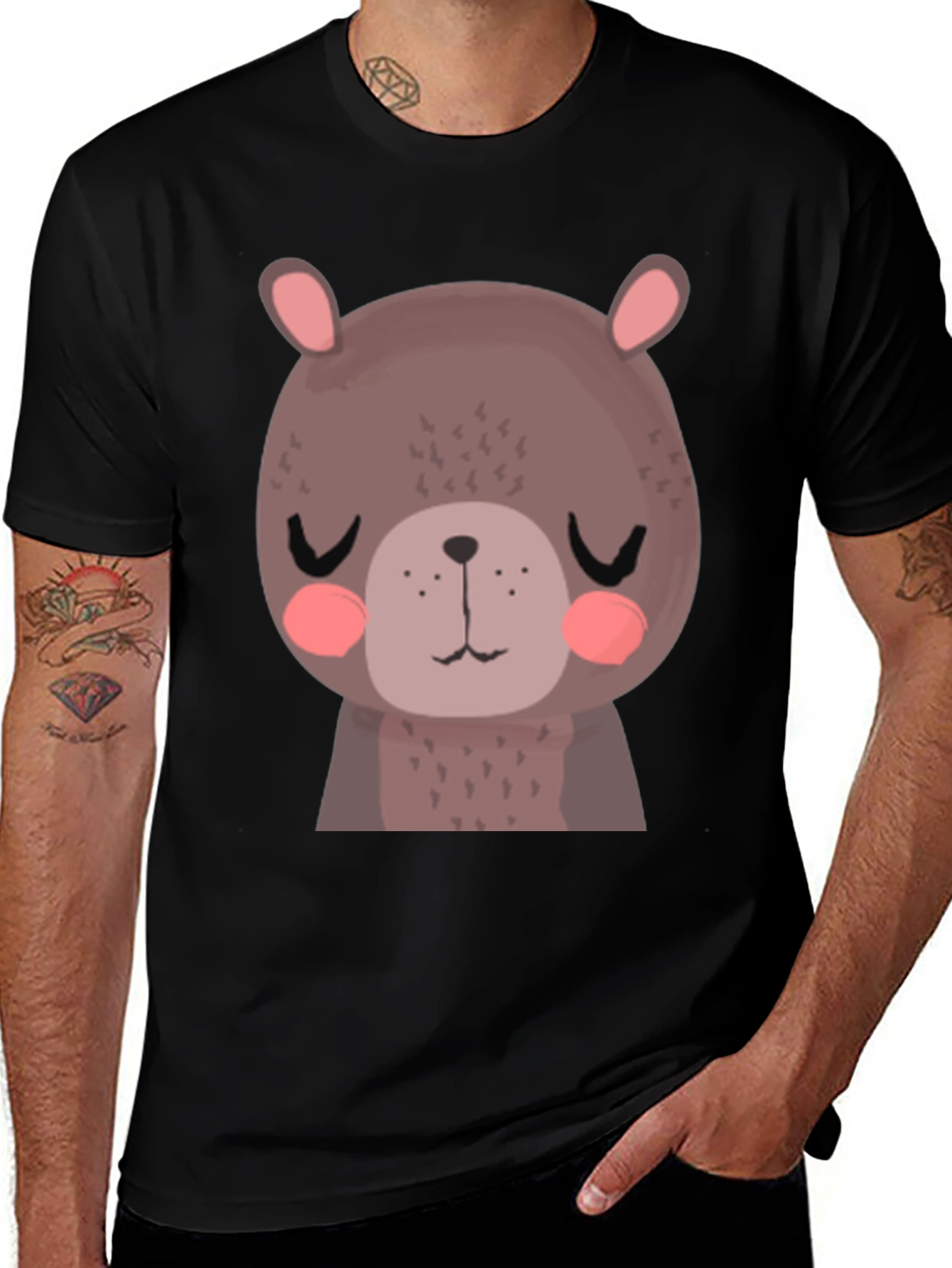 Cute Bear Graphic T-Shirt - Unisex Black Tee