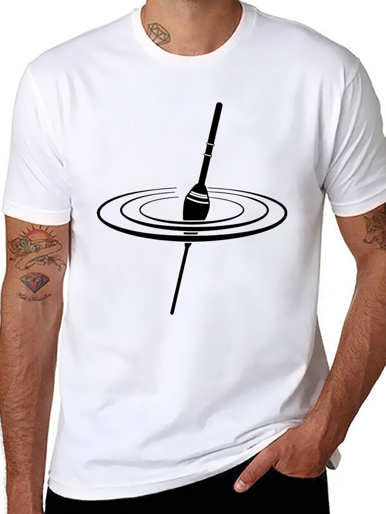 Fishing Bobber Graphic Tee - Black Cotton T-Shirt