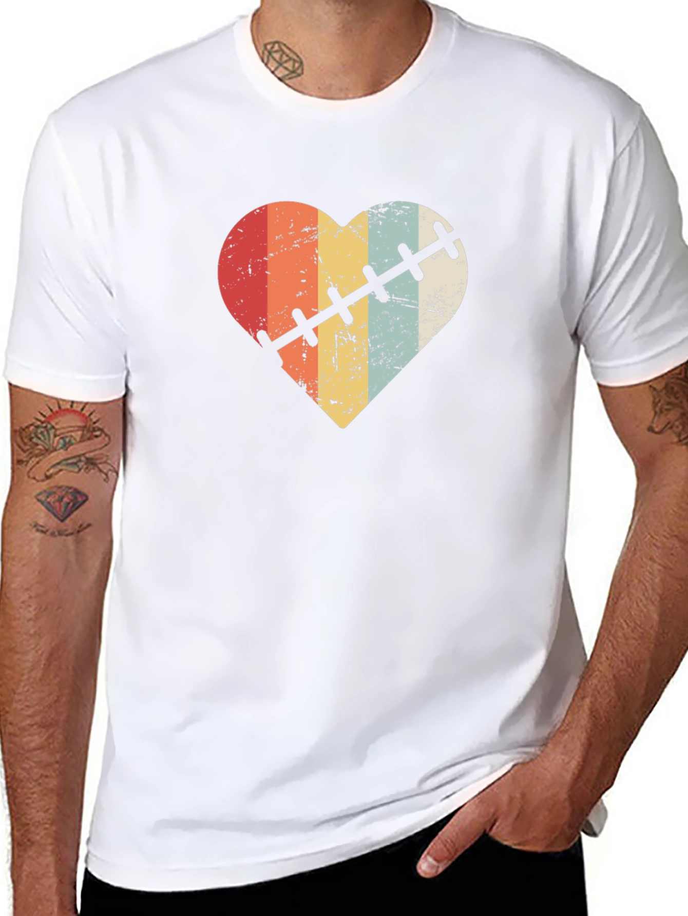Retro Heart Stitch Graphic Tee - Black