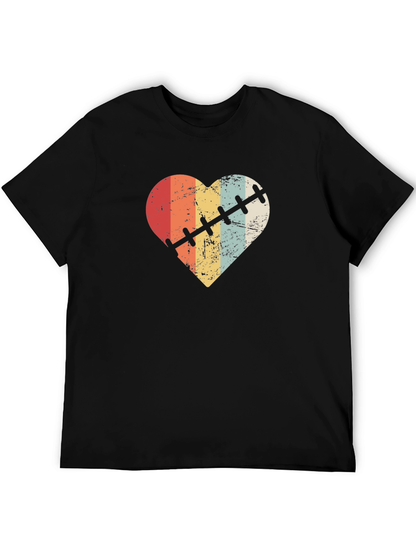 Retro Heart Stitch Graphic Tee - Black
