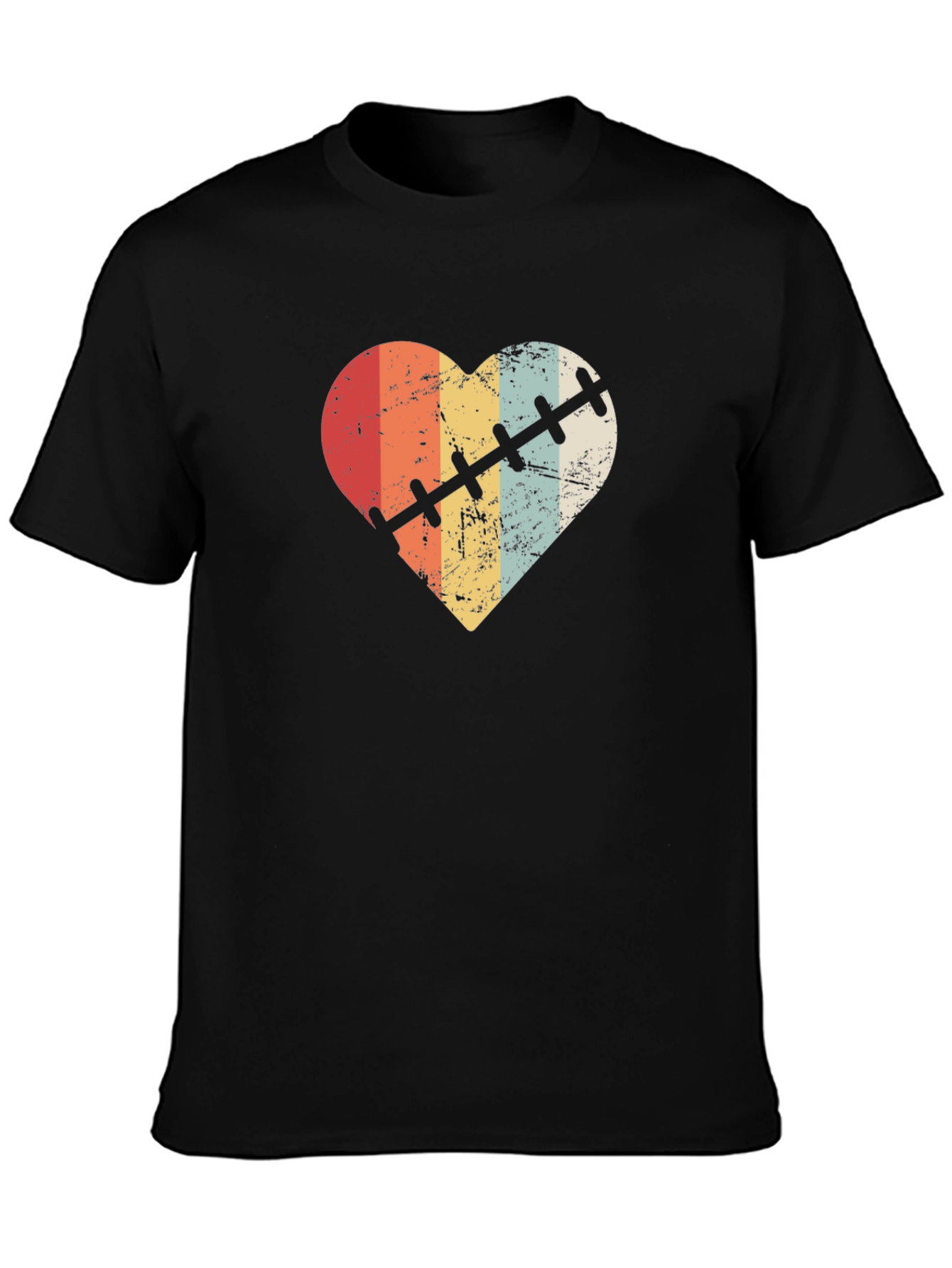 Retro Heart Stitch Graphic Tee - Black