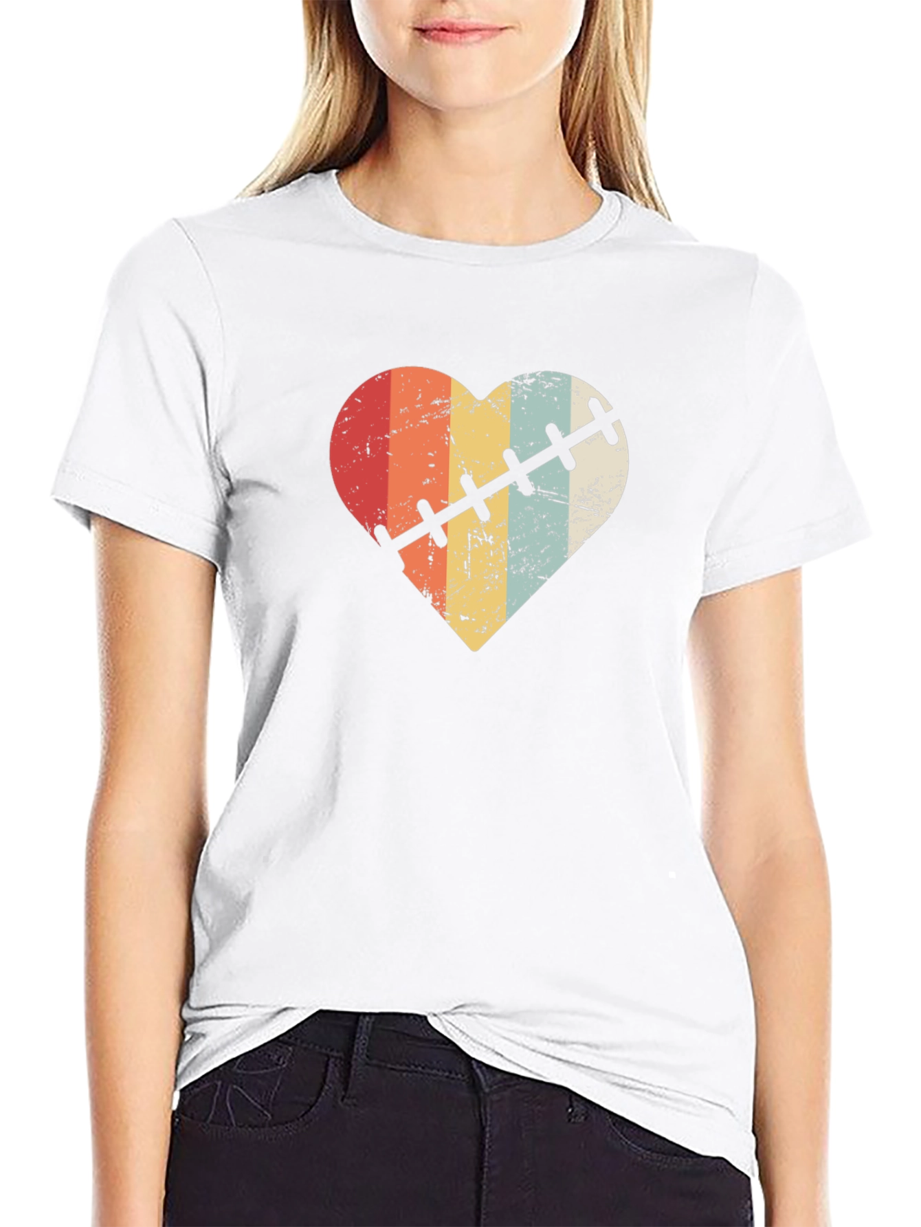 Retro Heart Stitch Graphic Tee - Black