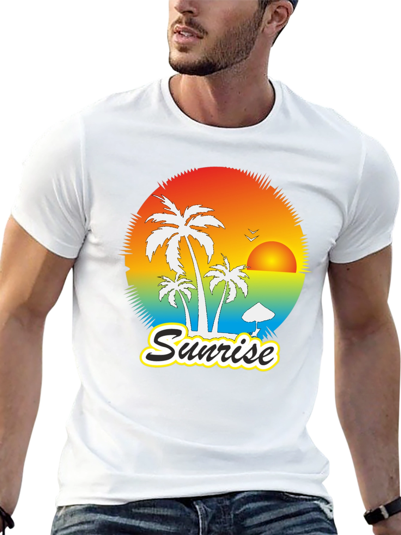 Sunrise Palm Graphic Tee - Black