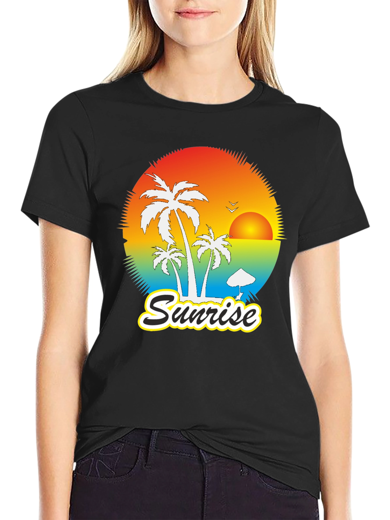 Sunrise Palm Graphic Tee - Black