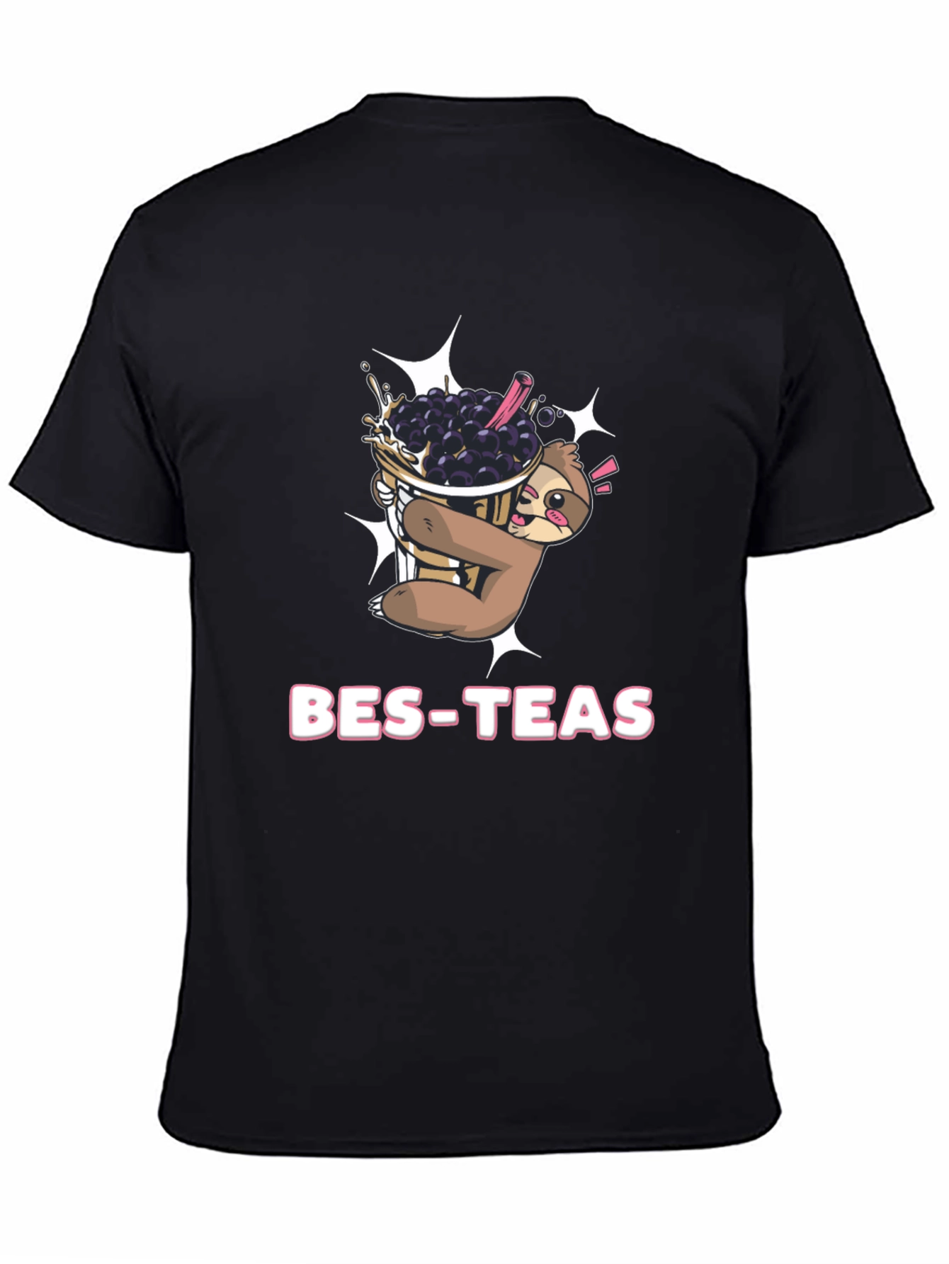 Bes-Teas Sloth Bubble Tea Black T-Shirt