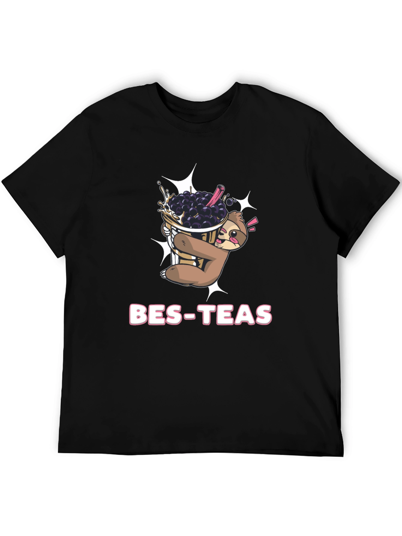 Bes-Teas Sloth Bubble Tea Black T-Shirt