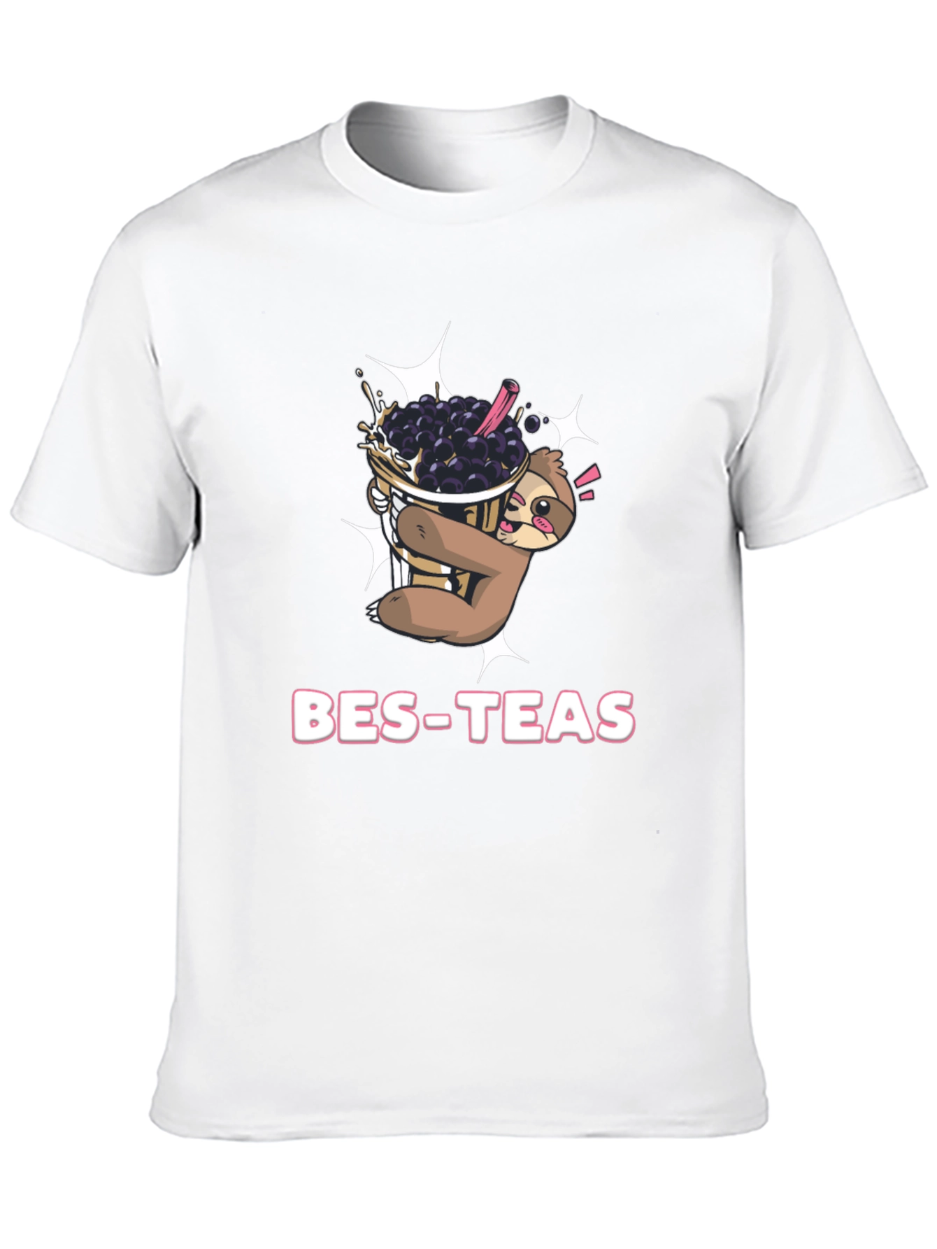 Bes-Teas Sloth Bubble Tea Black T-Shirt