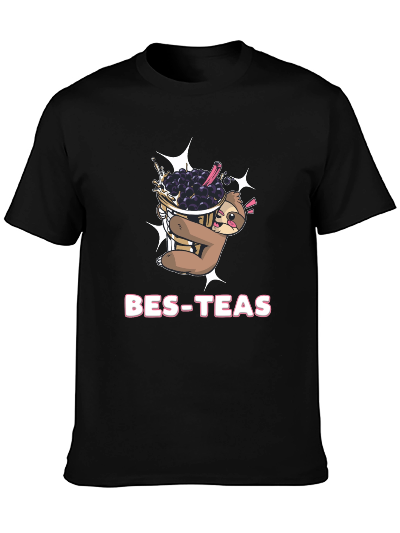 Bes-Teas Sloth Bubble Tea Black T-Shirt
