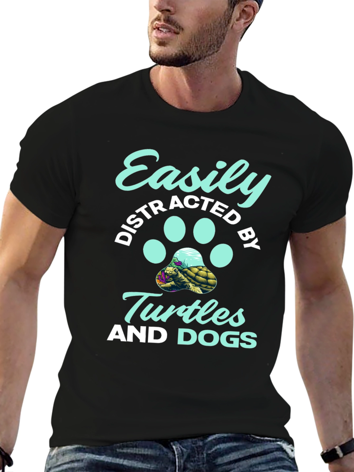 Easily Distracted By Turtles and Dogs Graphic Tee