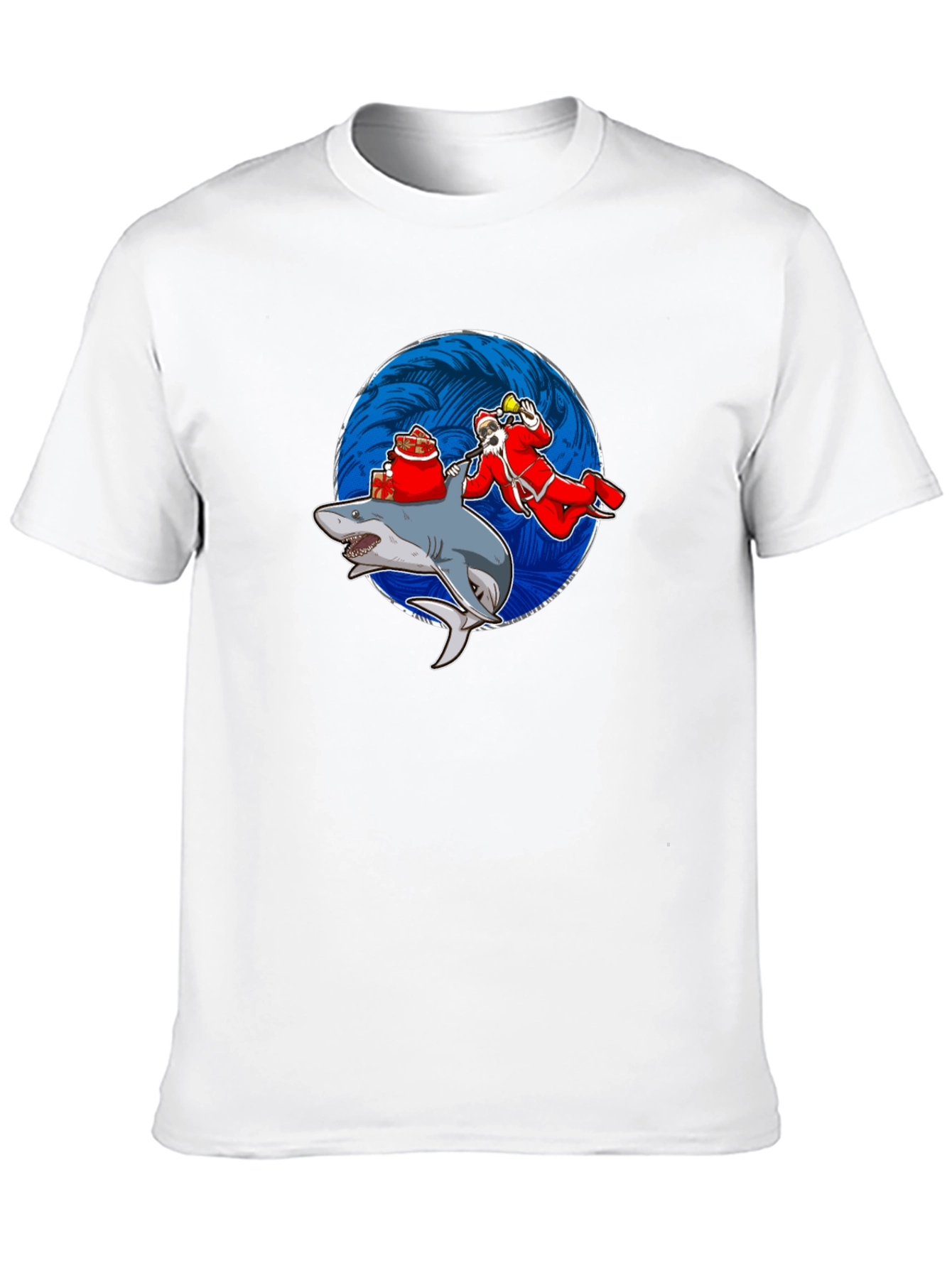 Shark Santa T-Shirt Funny Holiday Gift