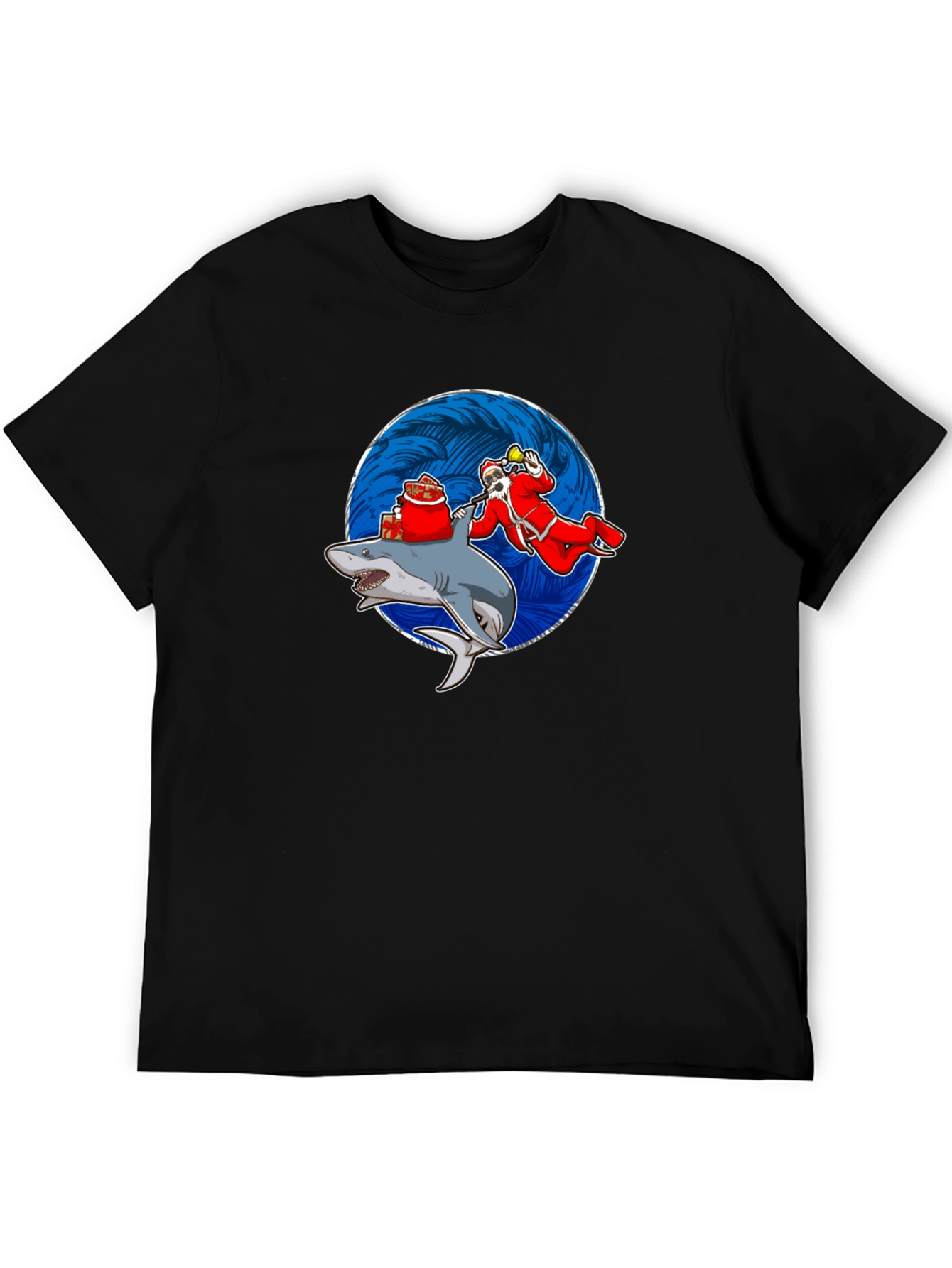 Shark Santa T-Shirt Funny Holiday Gift