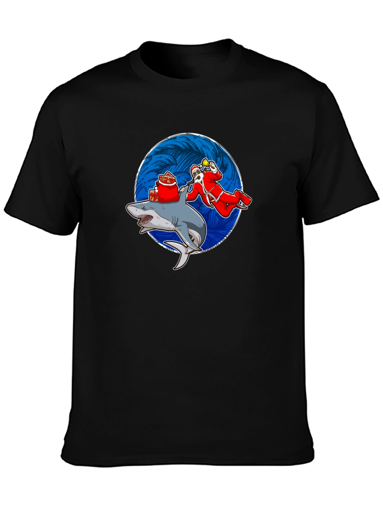 Shark Santa T-Shirt Funny Holiday Gift