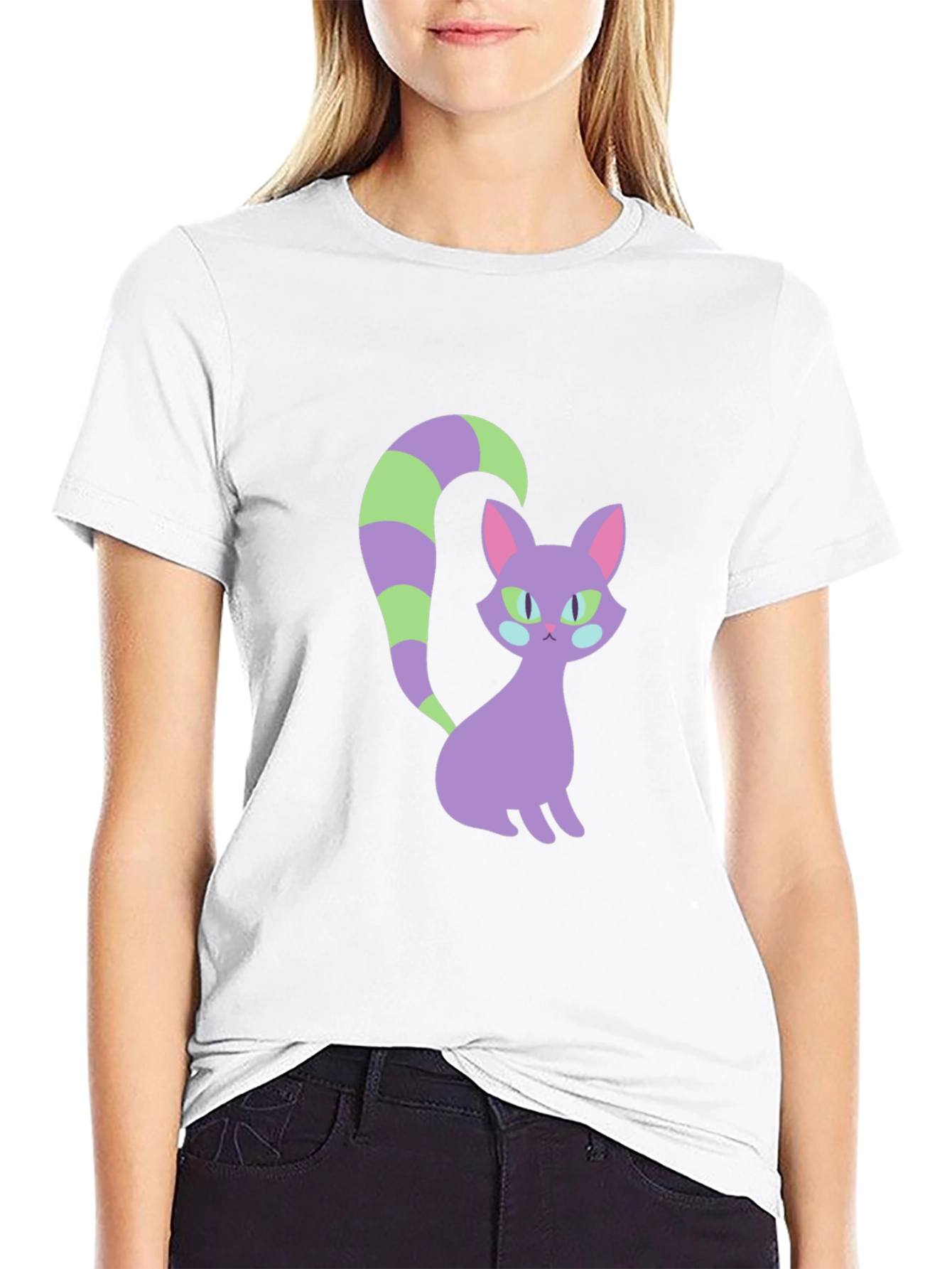 Whimsical Cat Graphic T-Shirt - Funky Kitten Tee