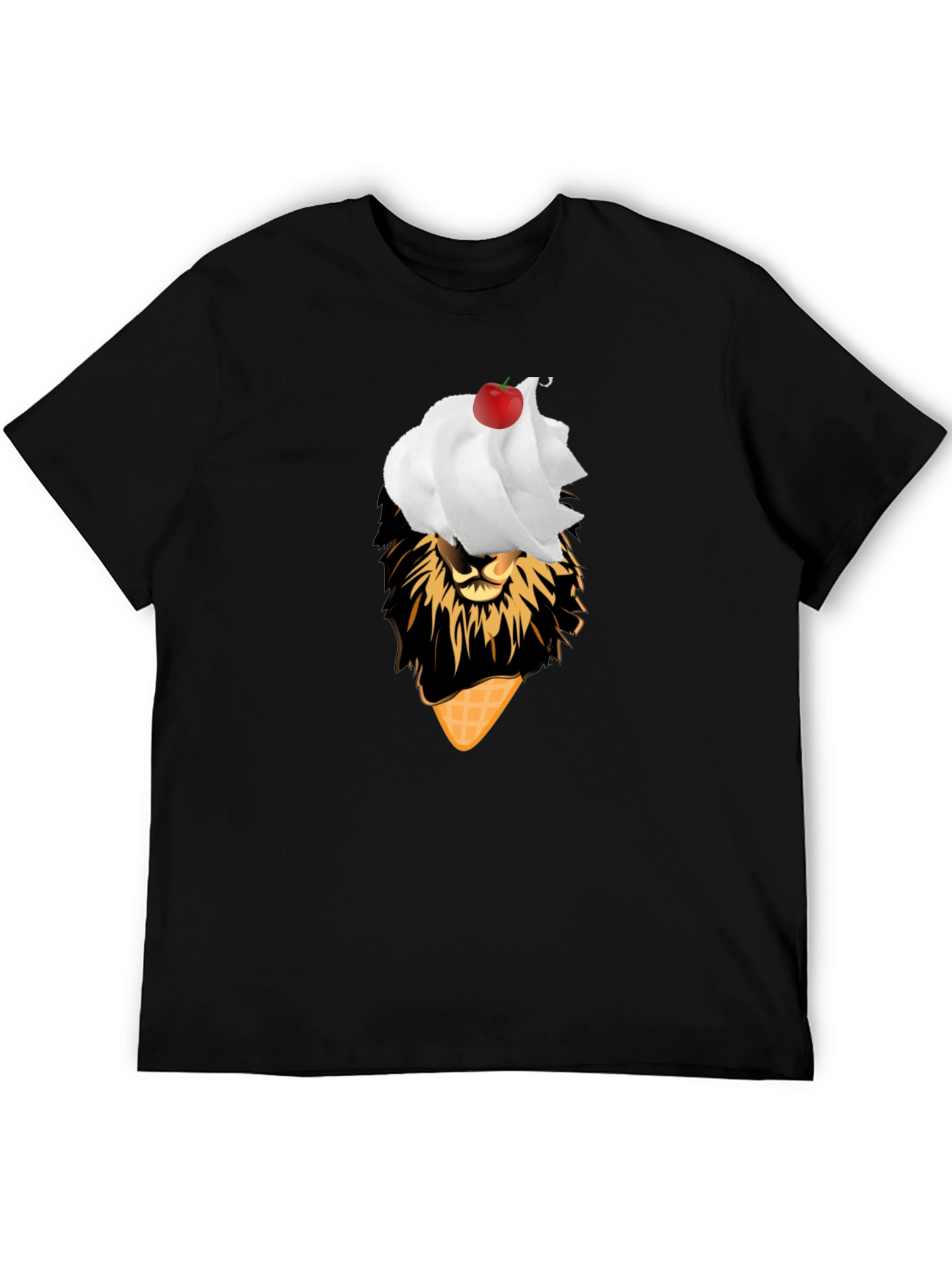 Lion Ice Cream T-Shirt - Black Novelty Tee