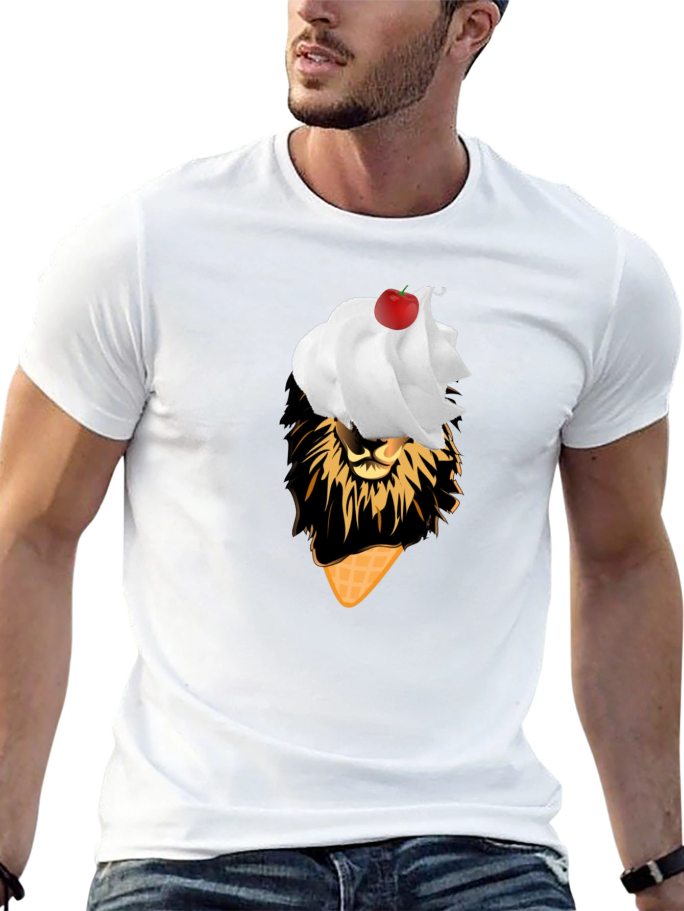 Lion Ice Cream T-Shirt - Black Novelty Tee