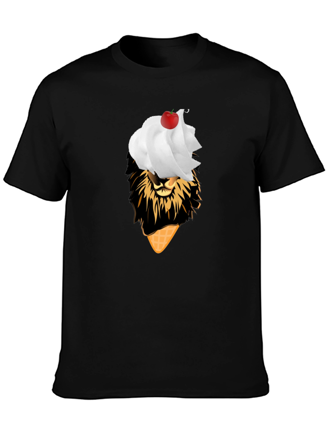 Lion Ice Cream T-Shirt - Black Novelty Tee