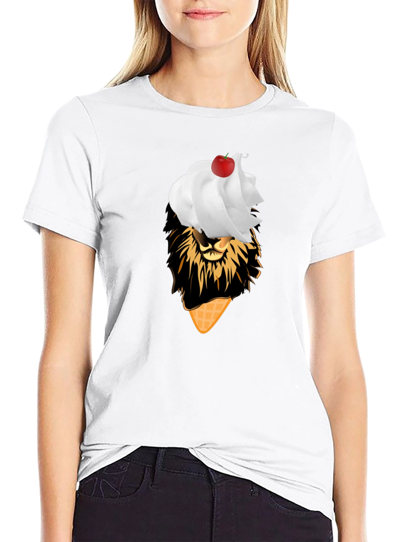 Lion Ice Cream T-Shirt - Black Novelty Tee