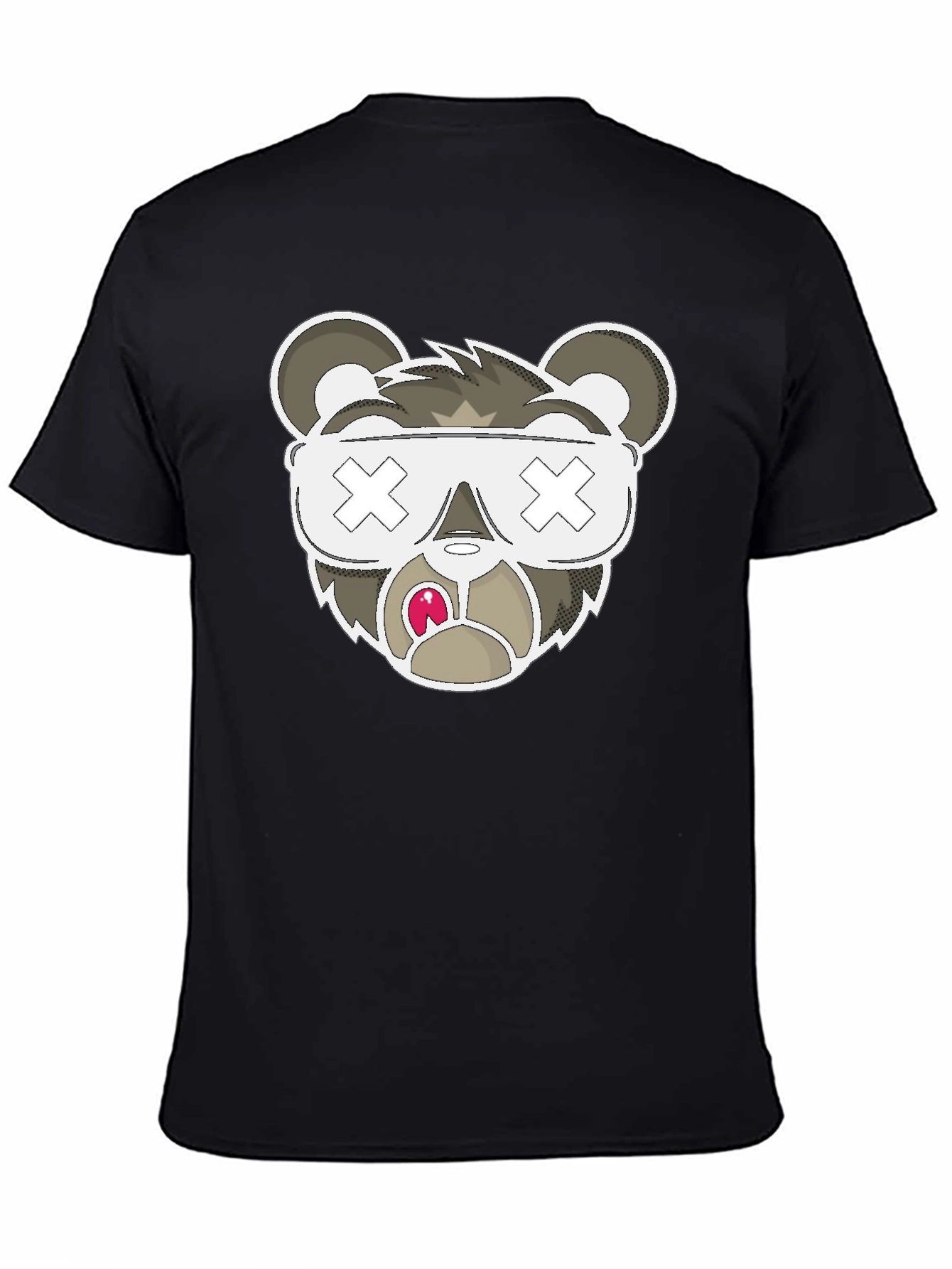 Black Graphic T-Shirt - Bear with X Eyes