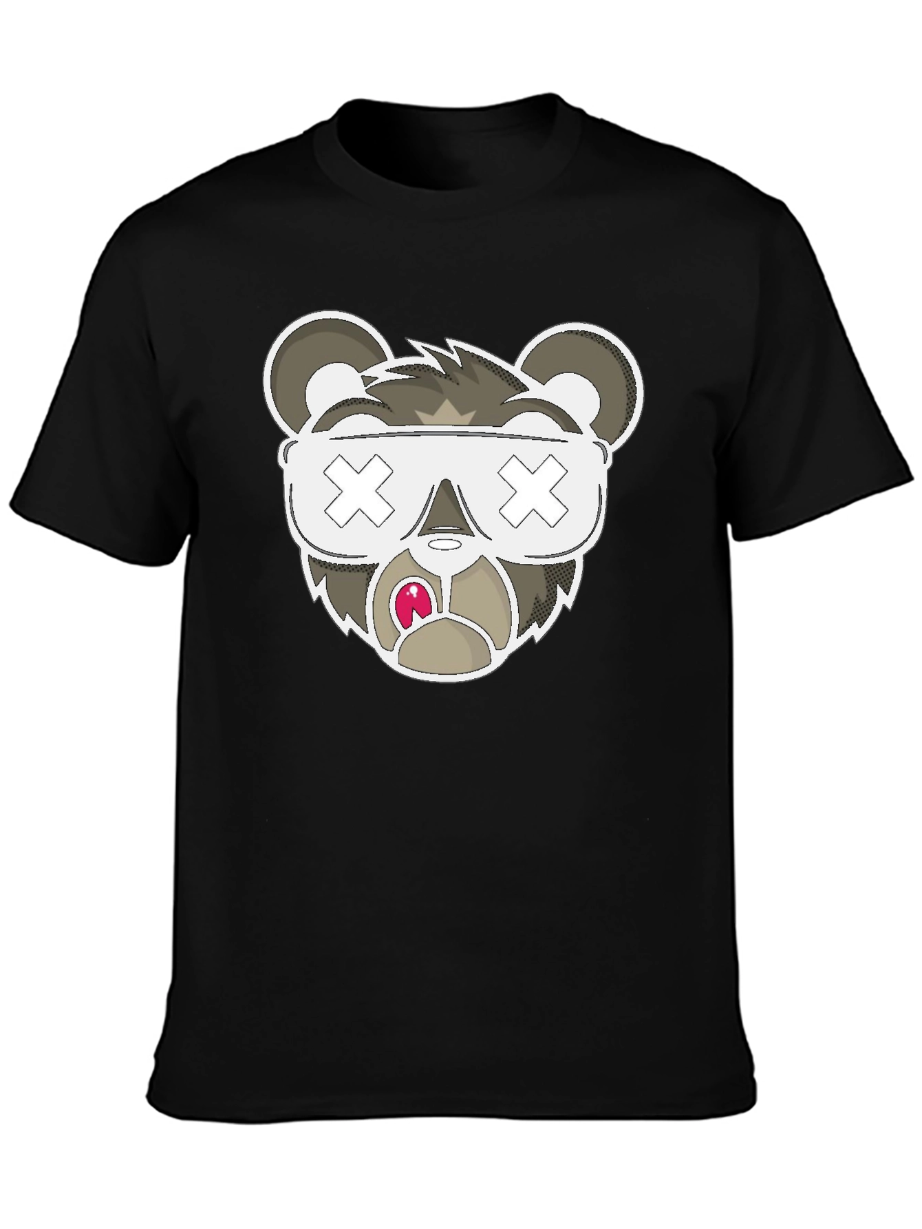 Black Graphic T-Shirt - Bear with X Eyes