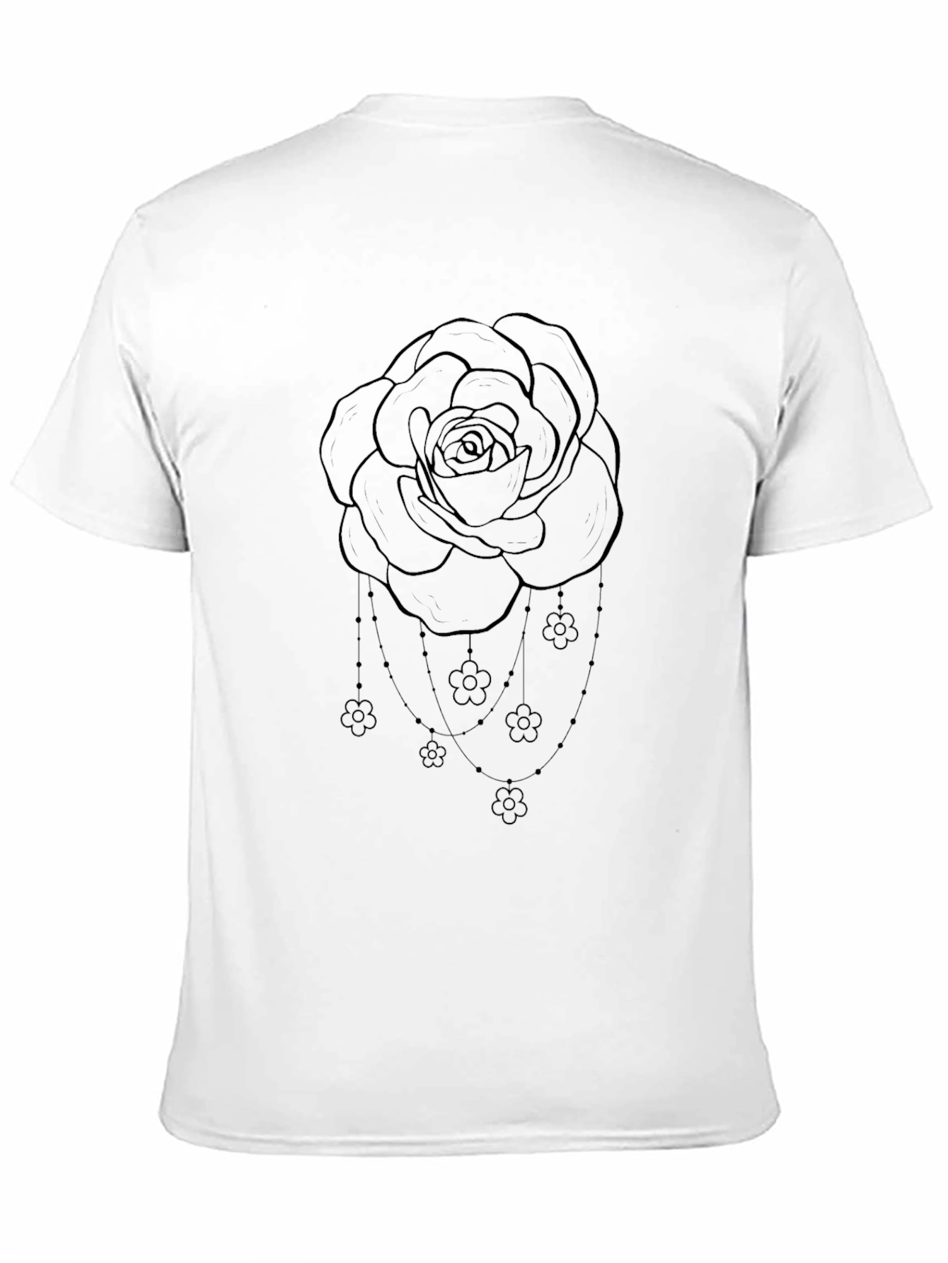Elegant Rose Graphic Tee - Black Cotton Blend