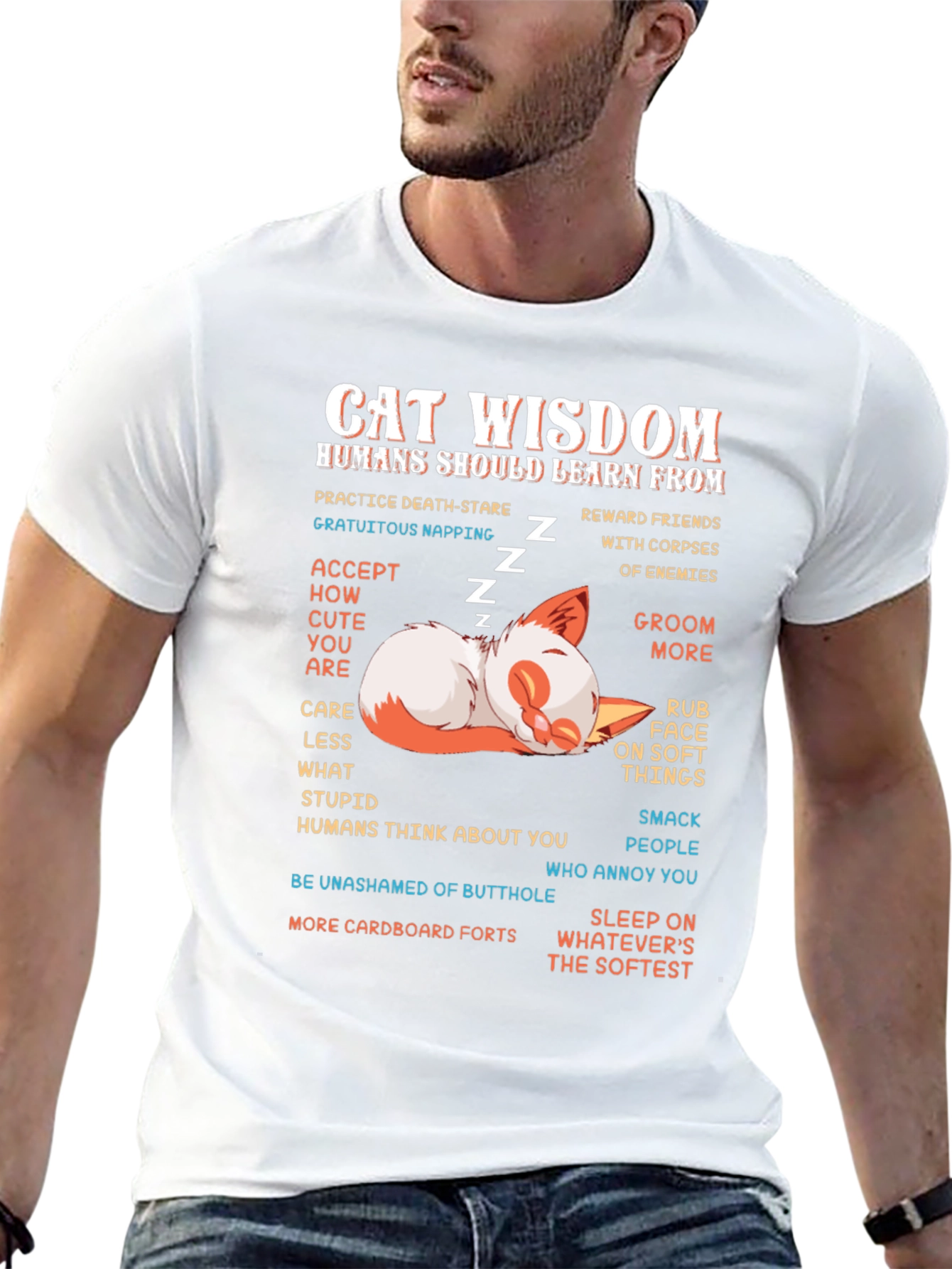 Cat Wisdom Graphic Tee - Learn from Cats!