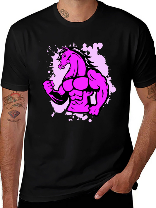 Muscled Unicorn T-Shirt - Black Cotton Tee